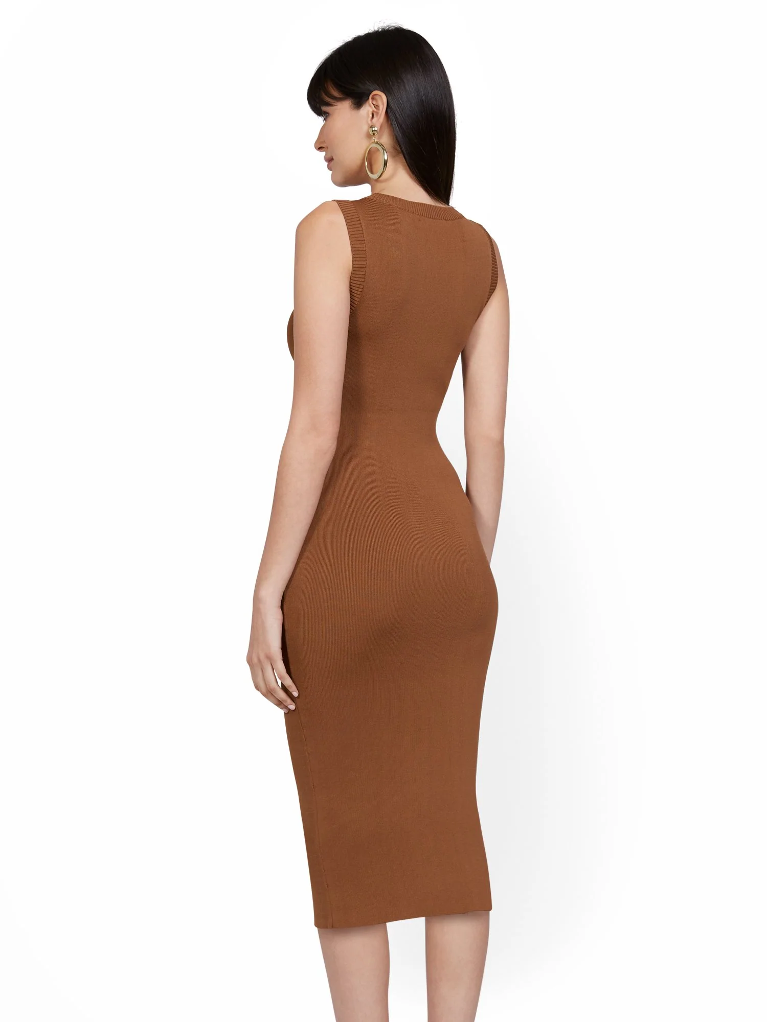 Suede-Front Sleeveless Sweater Dress - Image 3