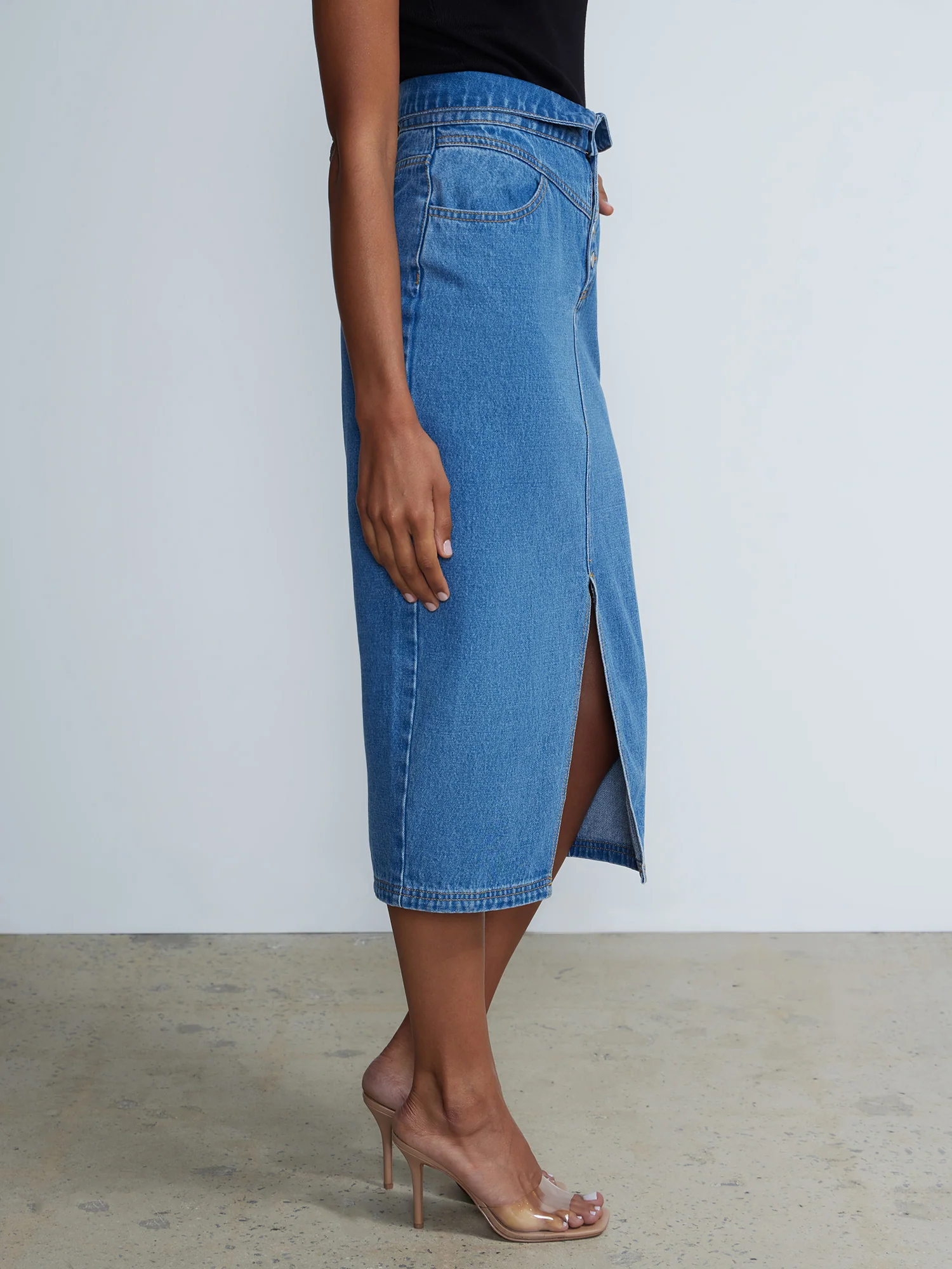 Super High Waisted Denim Skirt - Image 2
