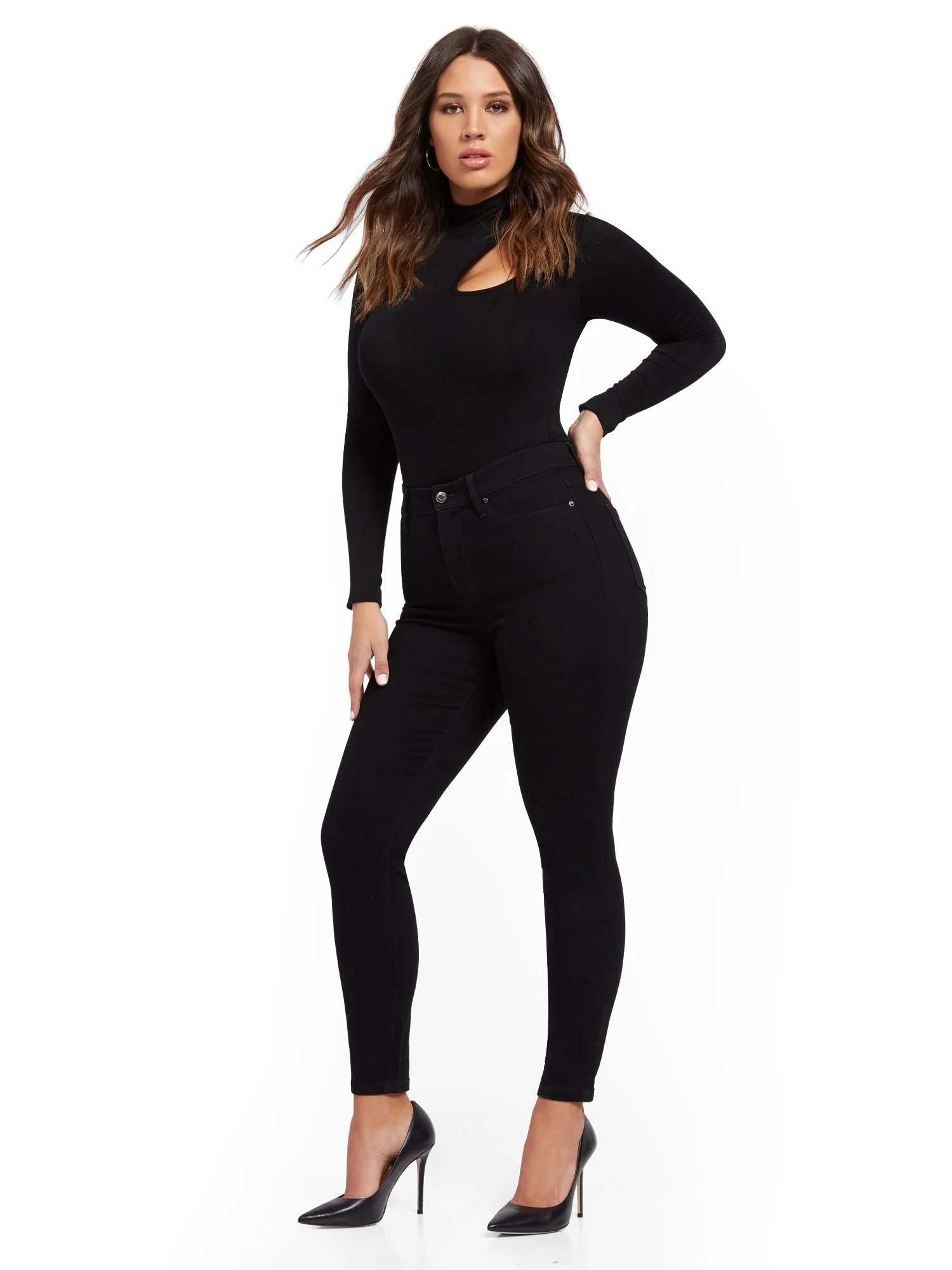 Super High-Waisted No-Gap Super-Skinny Jeans - Black - Image 10