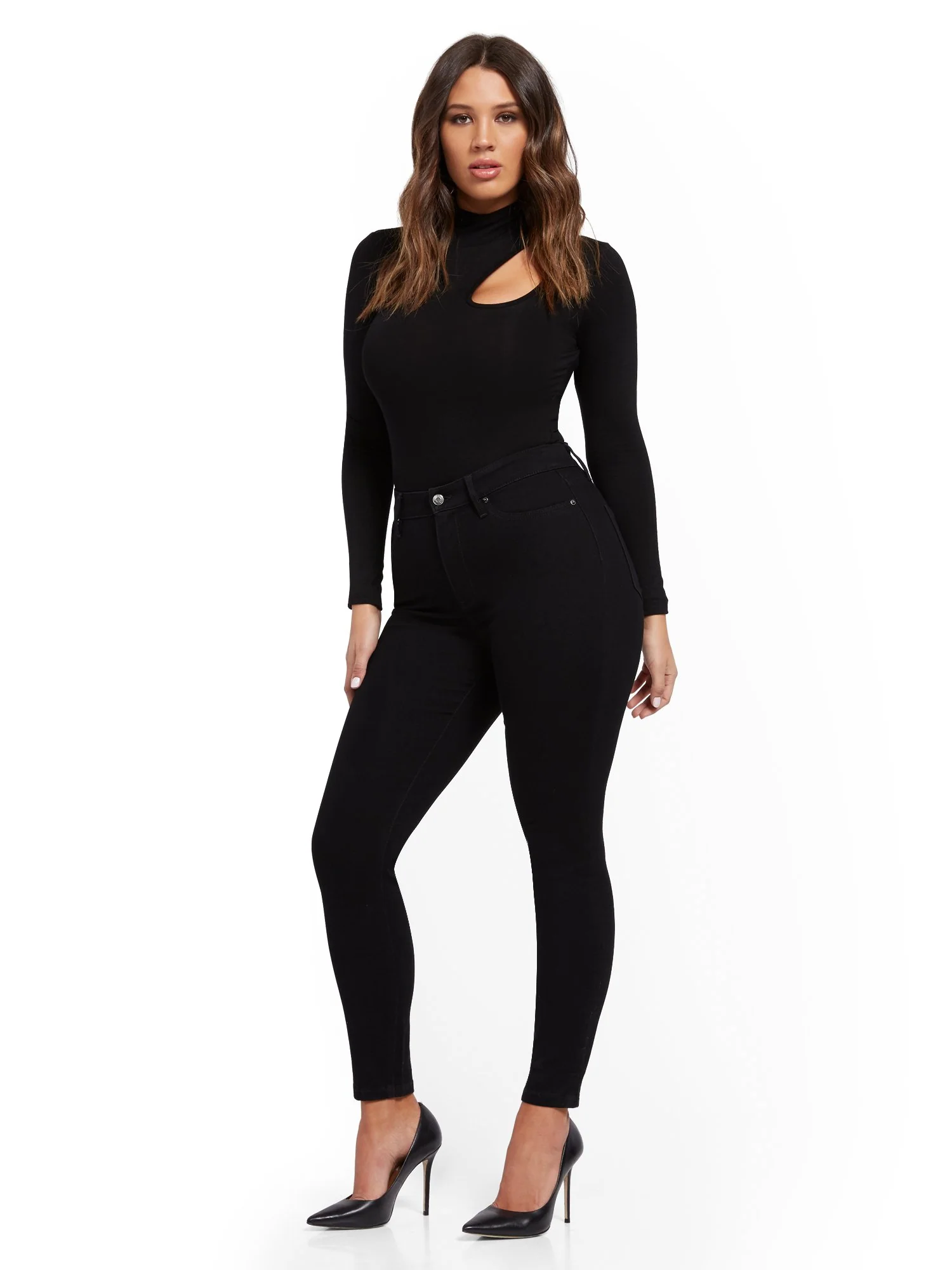 Super High-Waisted No-Gap Super-Skinny Jeans - Black - Image 11