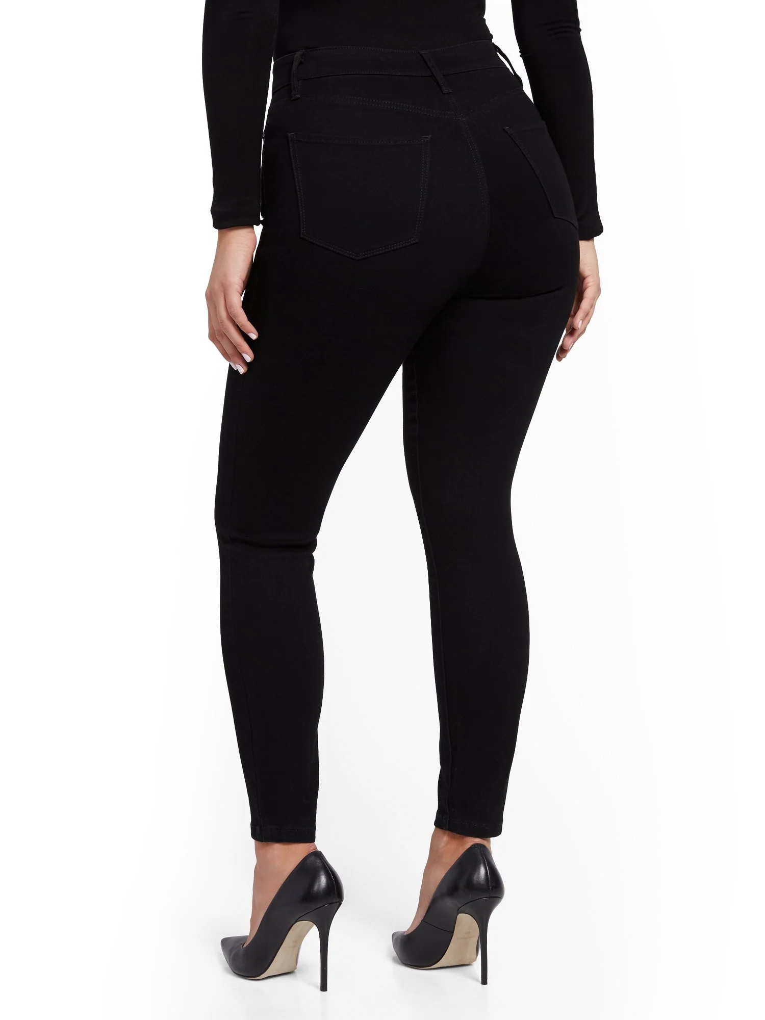 Super High-Waisted No-Gap Super-Skinny Jeans - Black - Image 4
