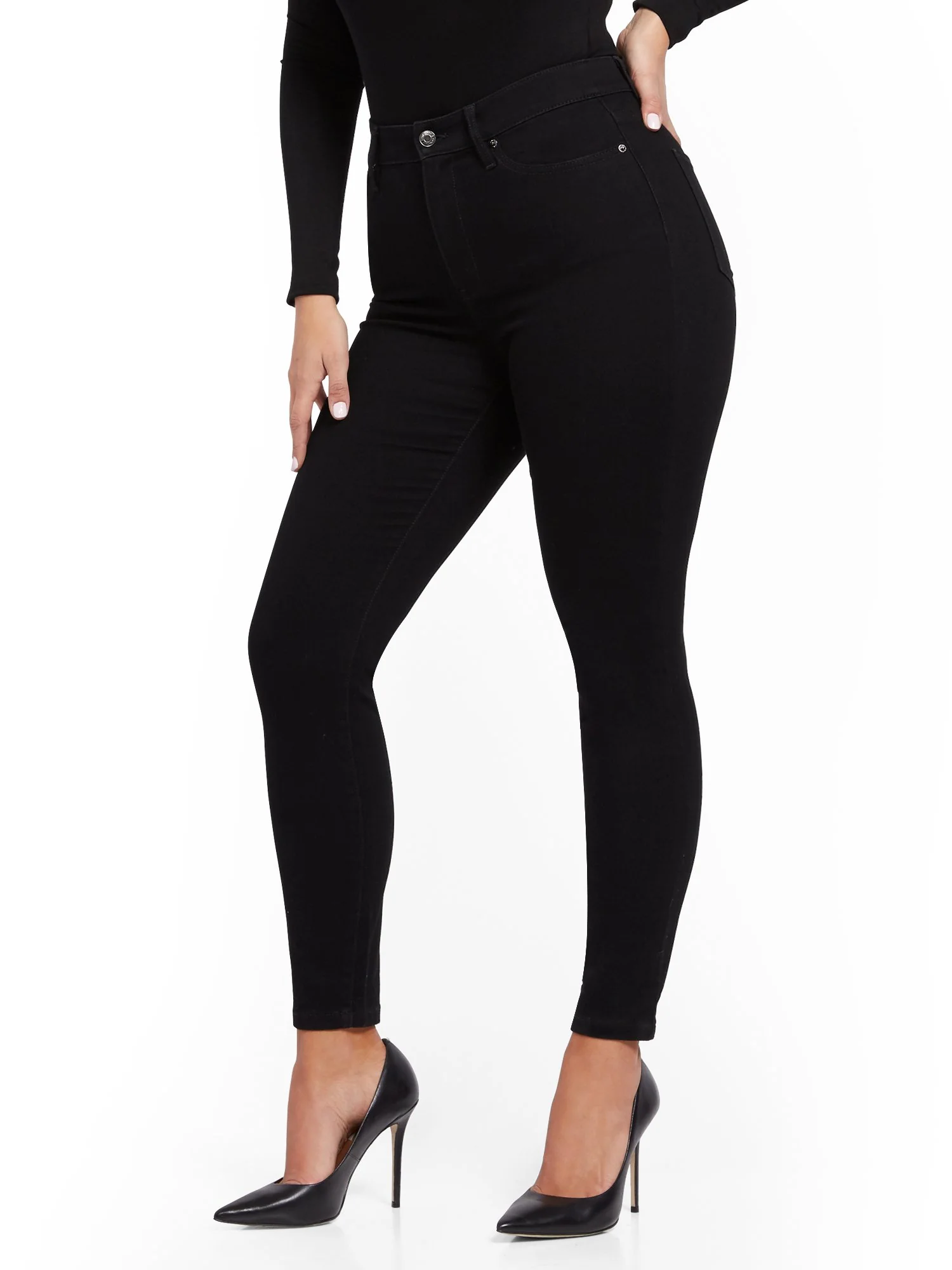 Super High-Waisted No-Gap Super-Skinny Jeans - Black - Image 8