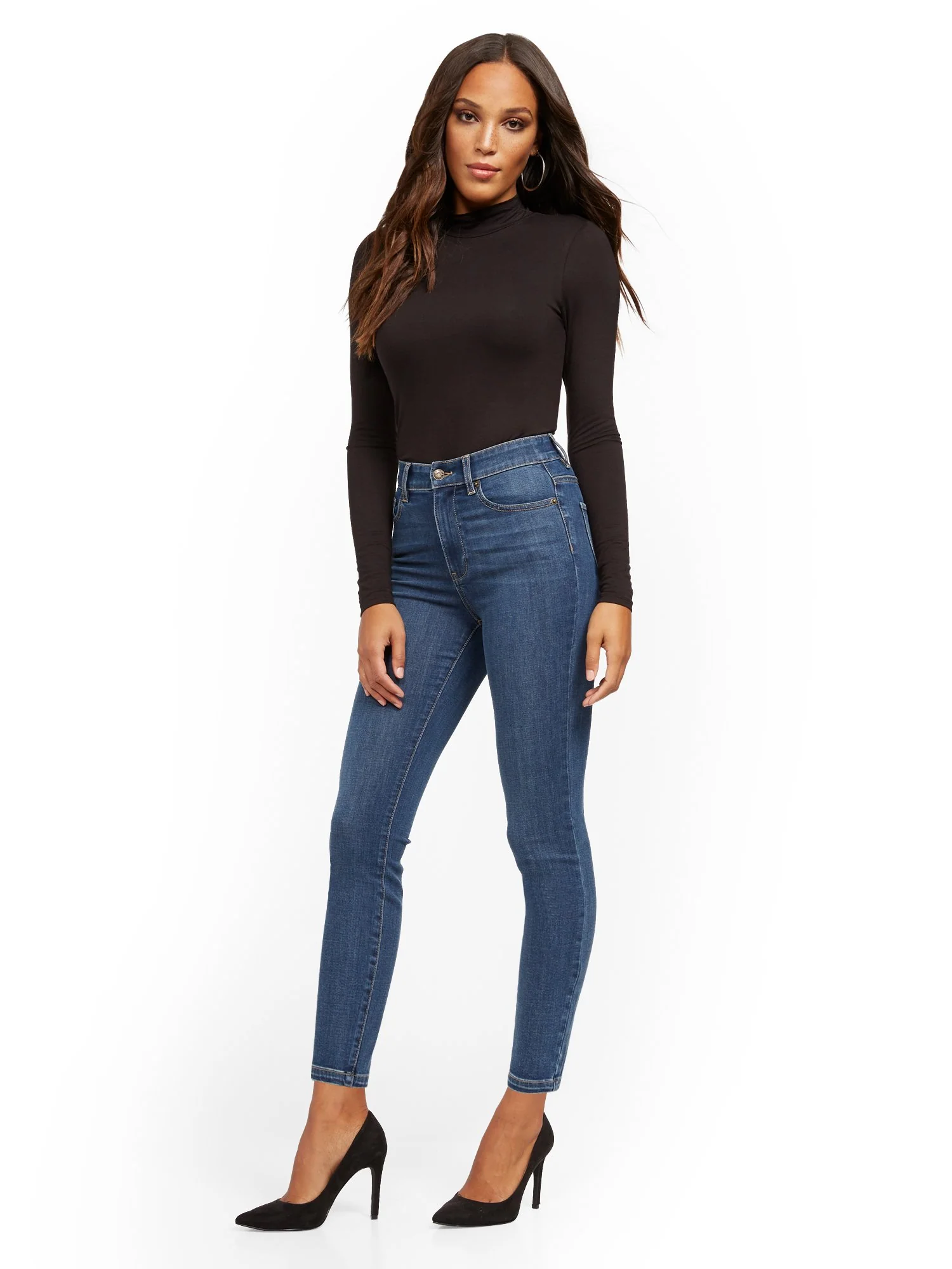 Super High-Waisted No-Gap Super-Skinny Jeans - Medium Blue - Image 22