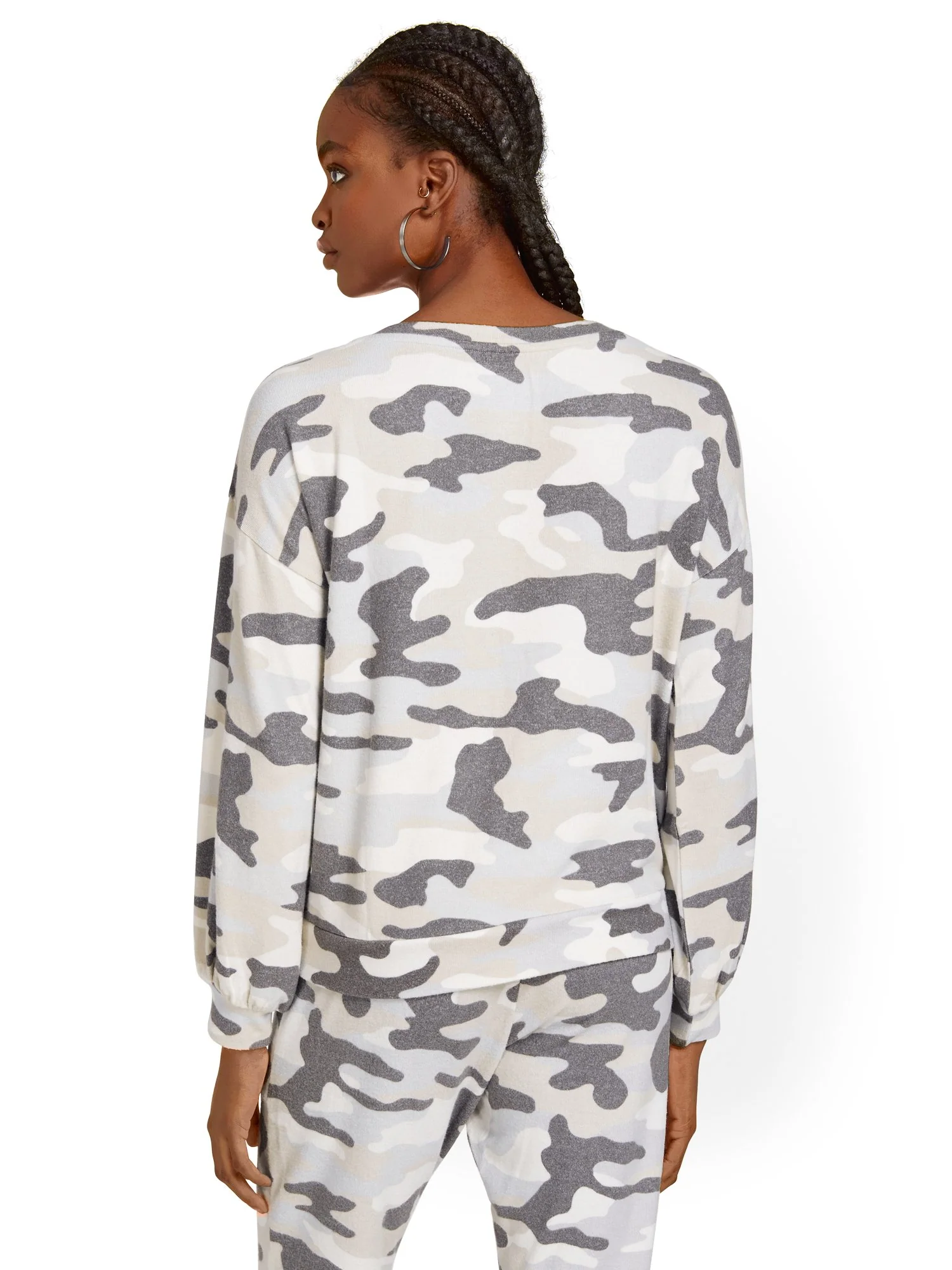 Super-Soft Balloon-Sleeve Pullover - Camo-Print - Image 3
