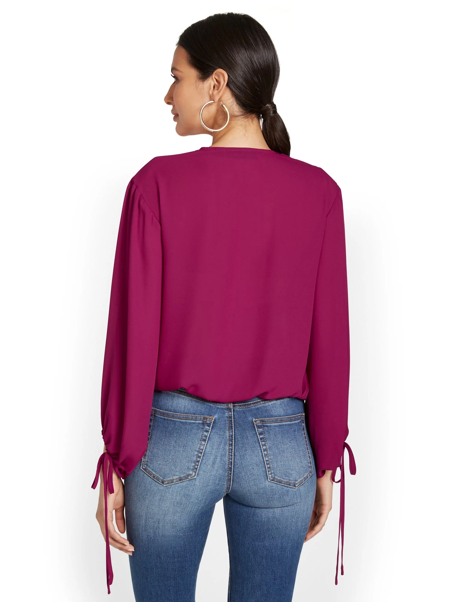 Surplice Tie-Sleeve Top - Image 3
