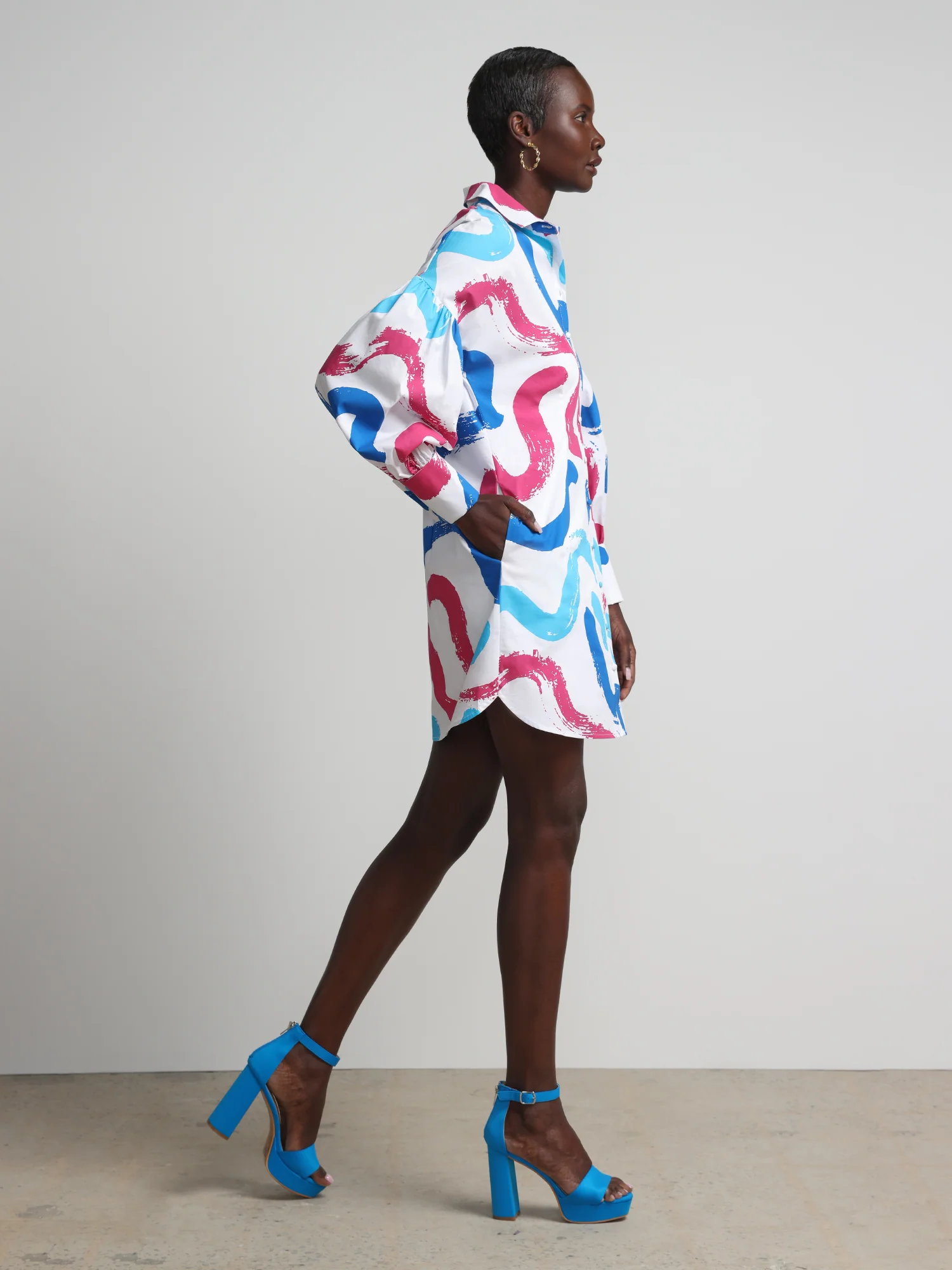 Swirl-Print Button-Front Shirtdress - Image 2