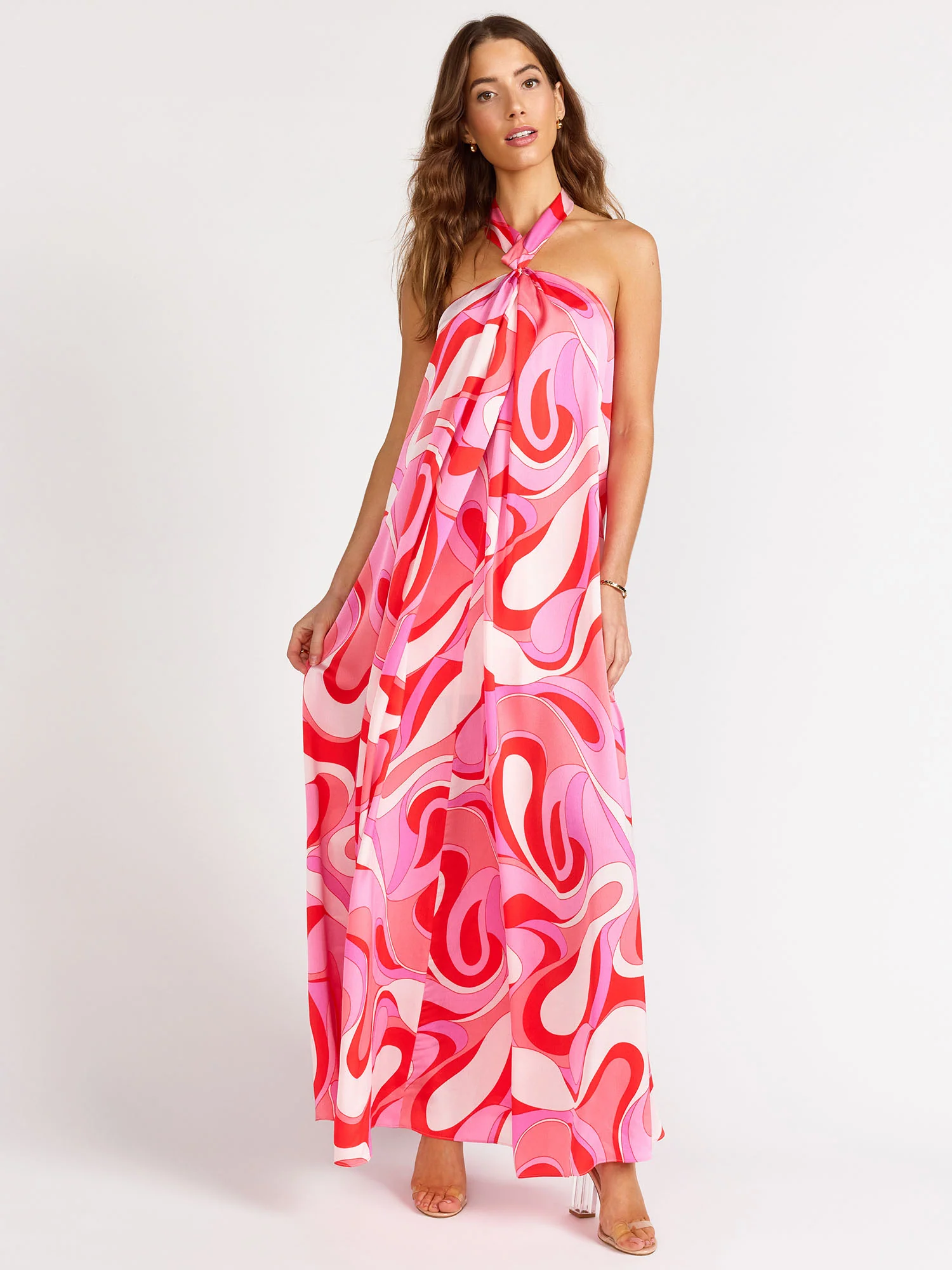 Swirl Print Halter Neck Maxi Dress - Aakaa - Image 2