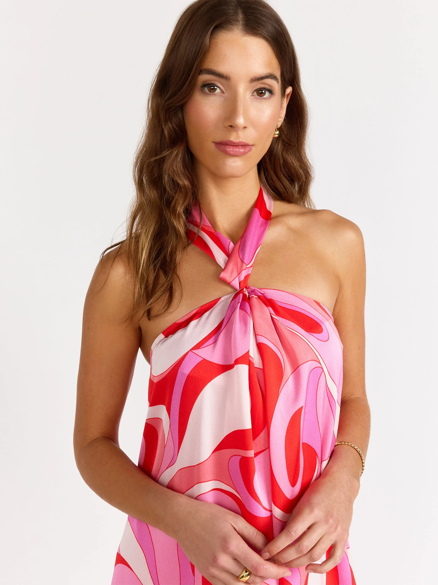 Swirl Print Halter Neck Maxi Dress - Aakaa - Image 4