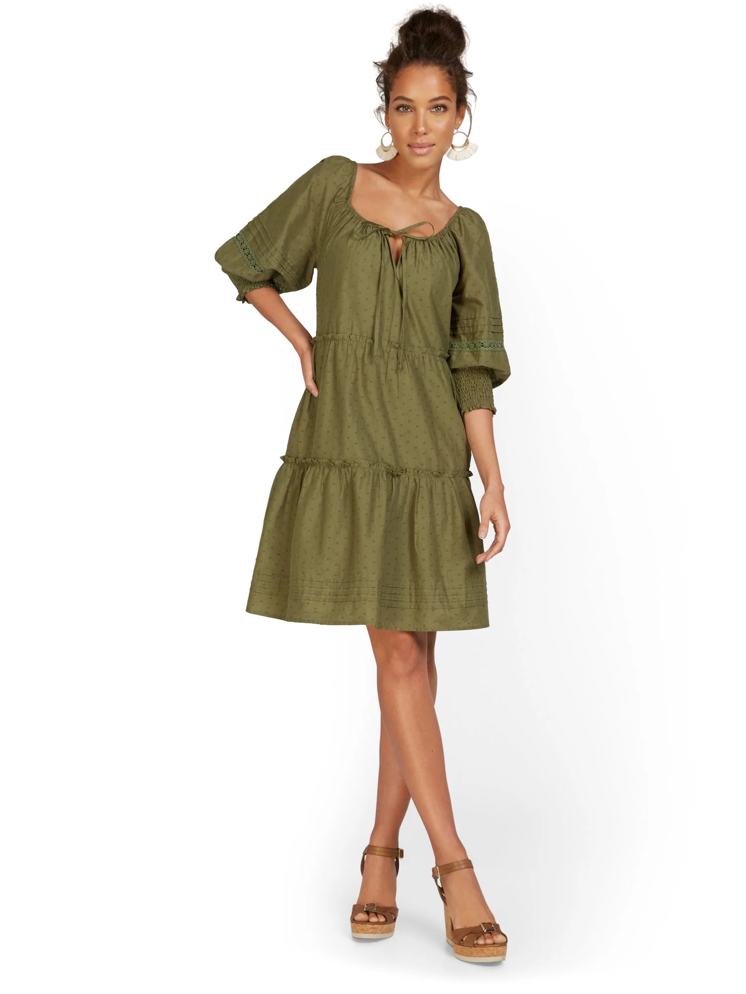 Swiss Dot Puff-Sleeve Dress - Image 6