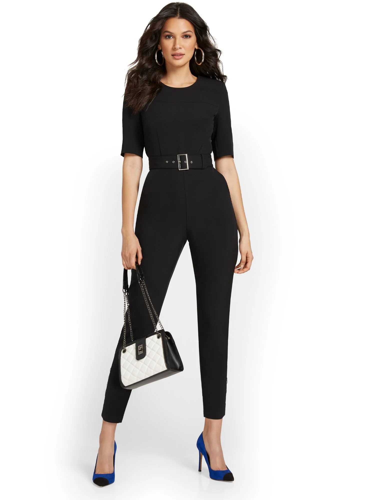 Tall Ankle Button-Detail Belted Jumpsuit - Image 2