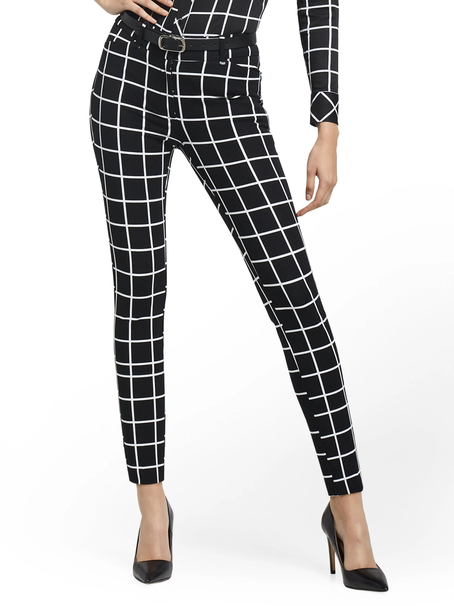 Tall Audrey High-Waisted Ankle Pant - Grid-Print