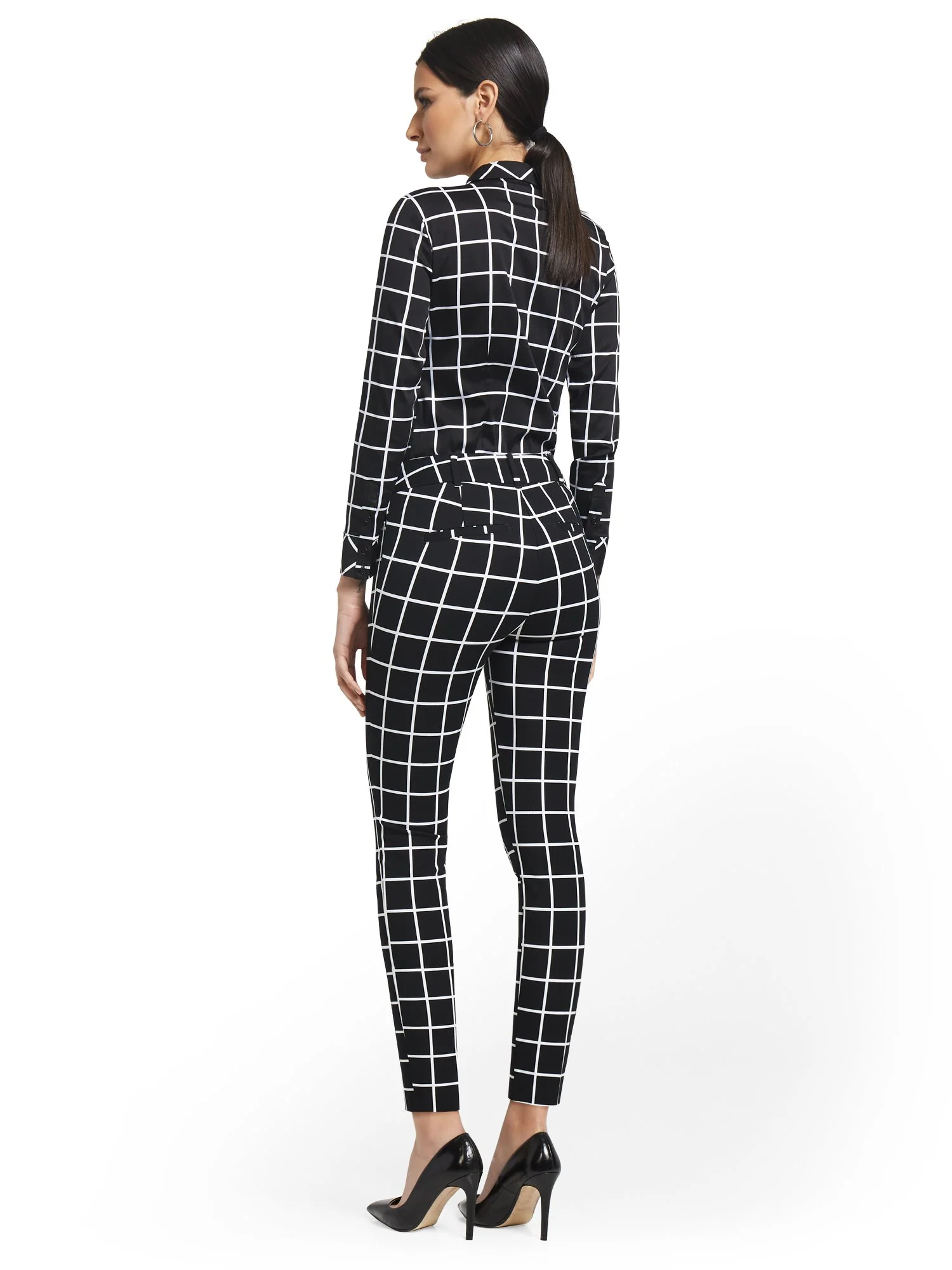 Tall Audrey High-Waisted Ankle Pant - Grid-Print - Image 2