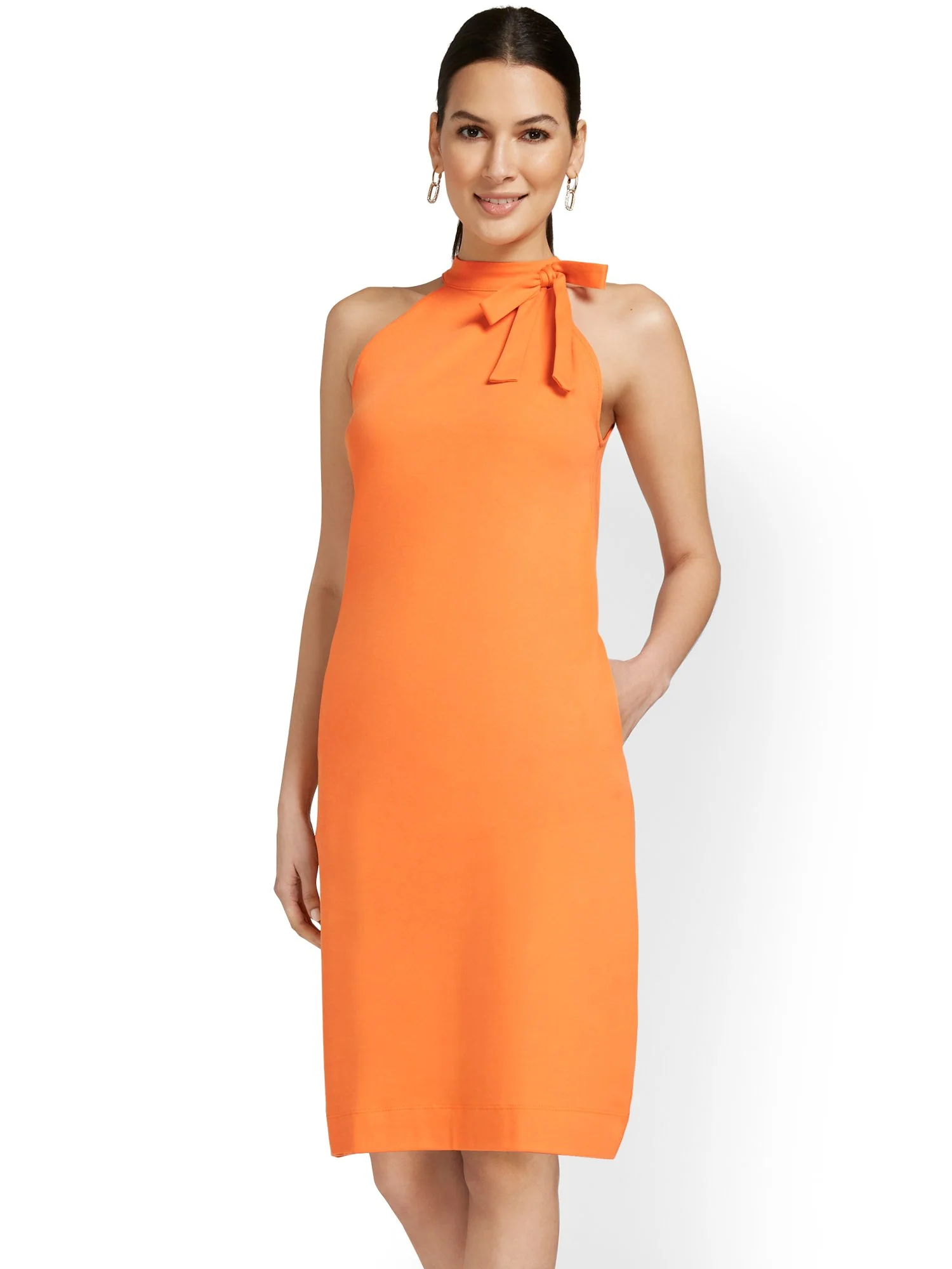 Tall Bow-Front Halterneck Dress - City Knits - Image 15