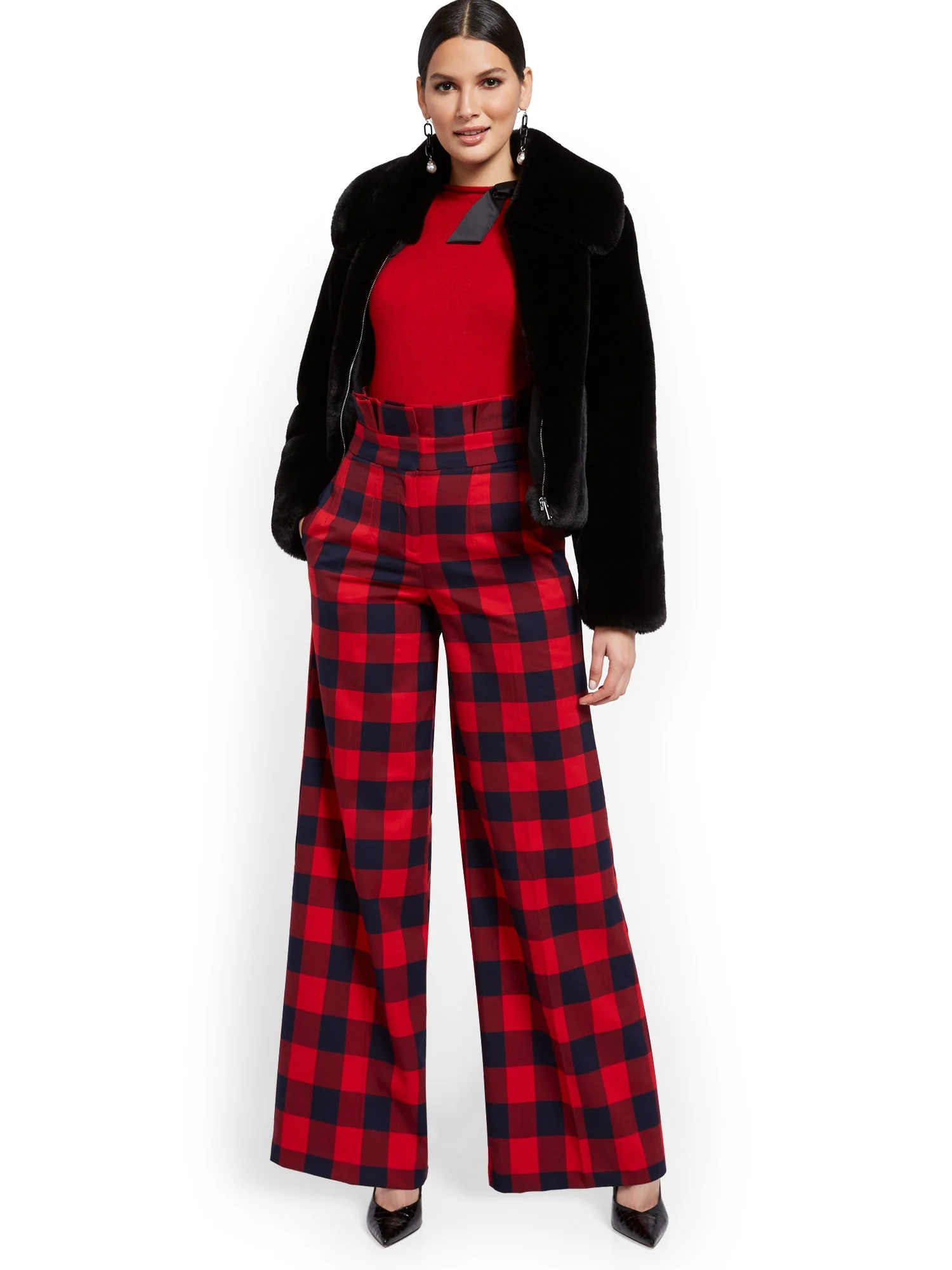 Tall Buffalo Check Paperbag-Waist Pant - Image 4