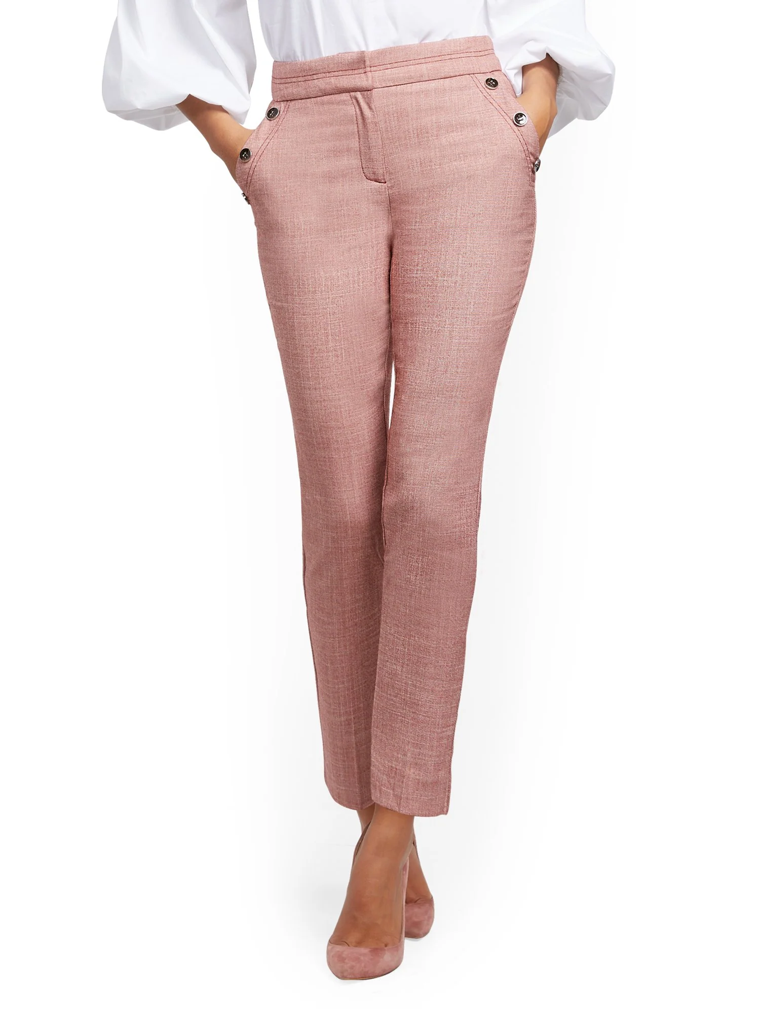 Tall Button-Accent High-Waist Ankle Pant - 7th Avenue - Image 2