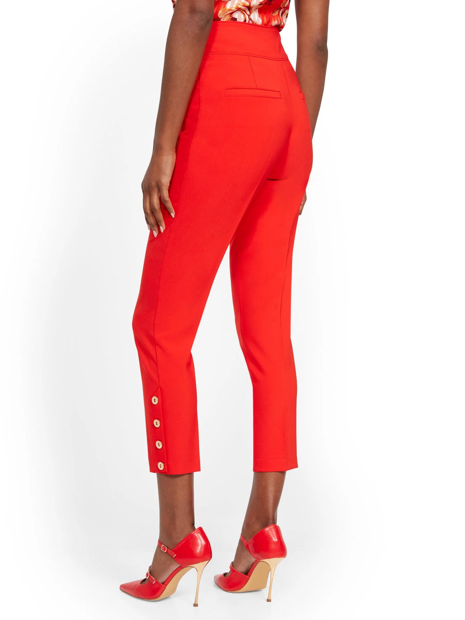 Tall Button-Accent Straight Slim-Leg Ankle Pant - 7th Avenue - Image 4