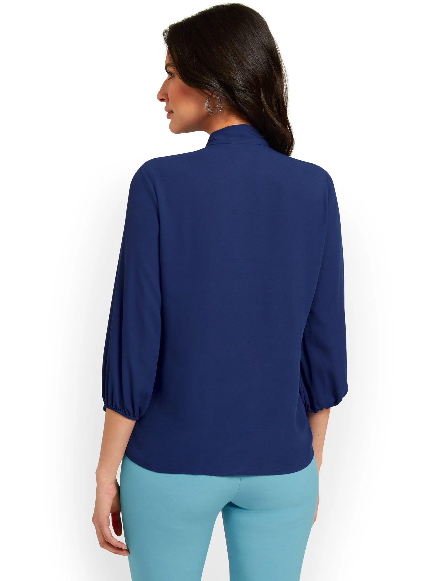 Tall Button-Front Bow-Neck Blouse - Image 10