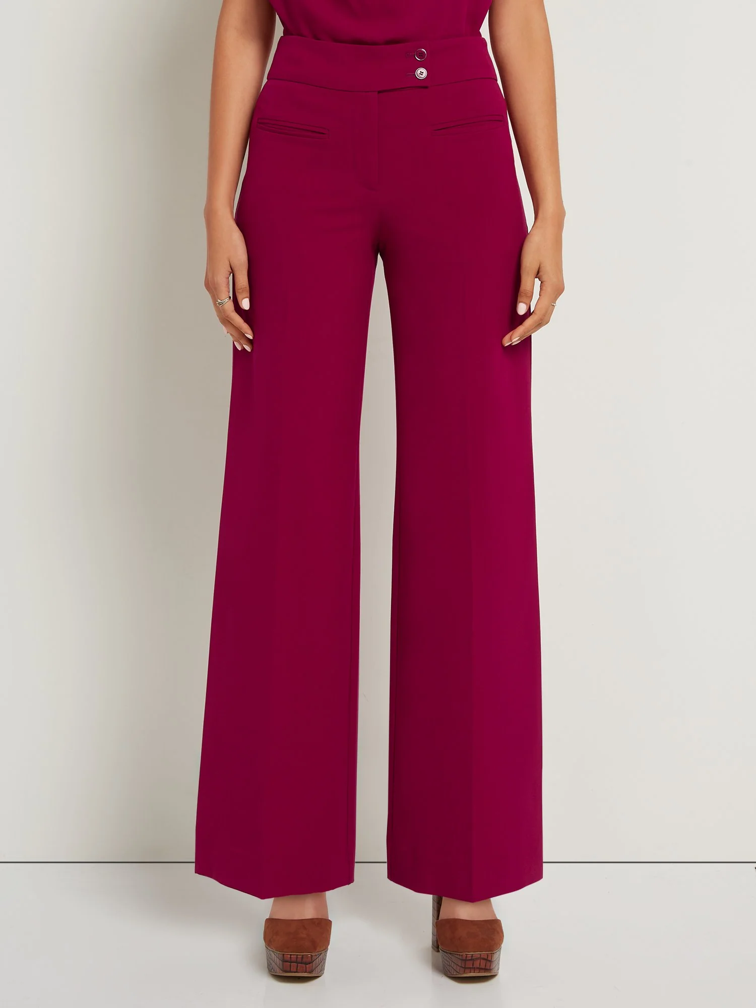 Tall Button Tab-Waist Wide-Leg Pant - Essential Stretch - Image 14