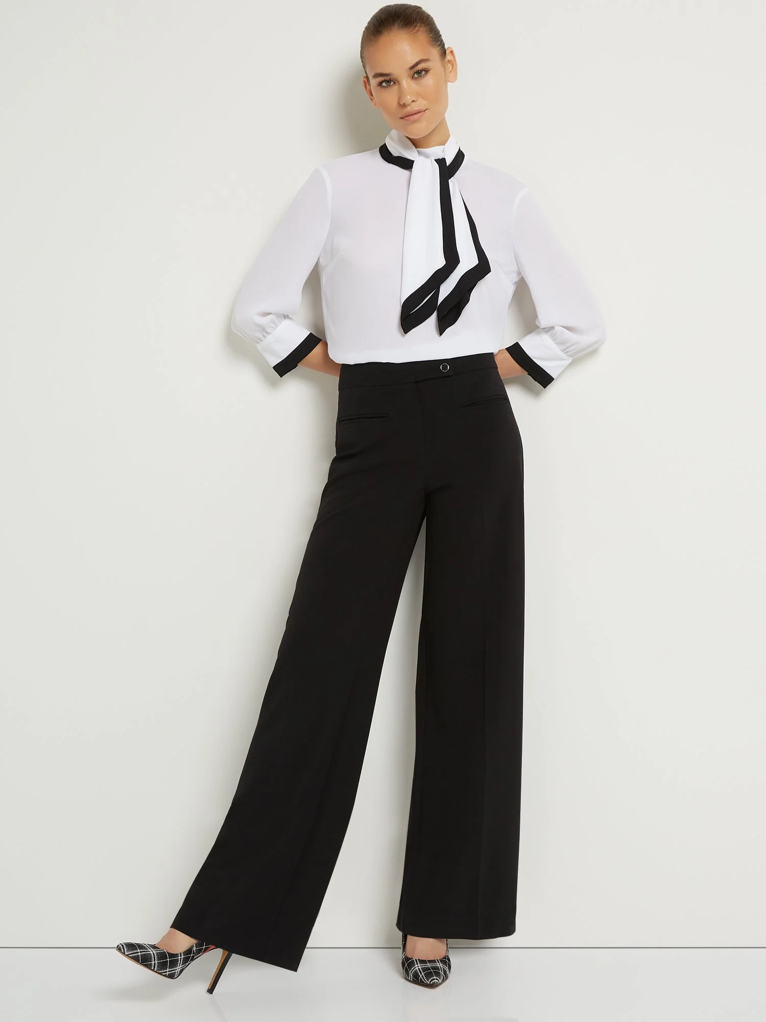 Tall Button Tab-Waist Wide-Leg Pant - Essential Stretch - Image 4