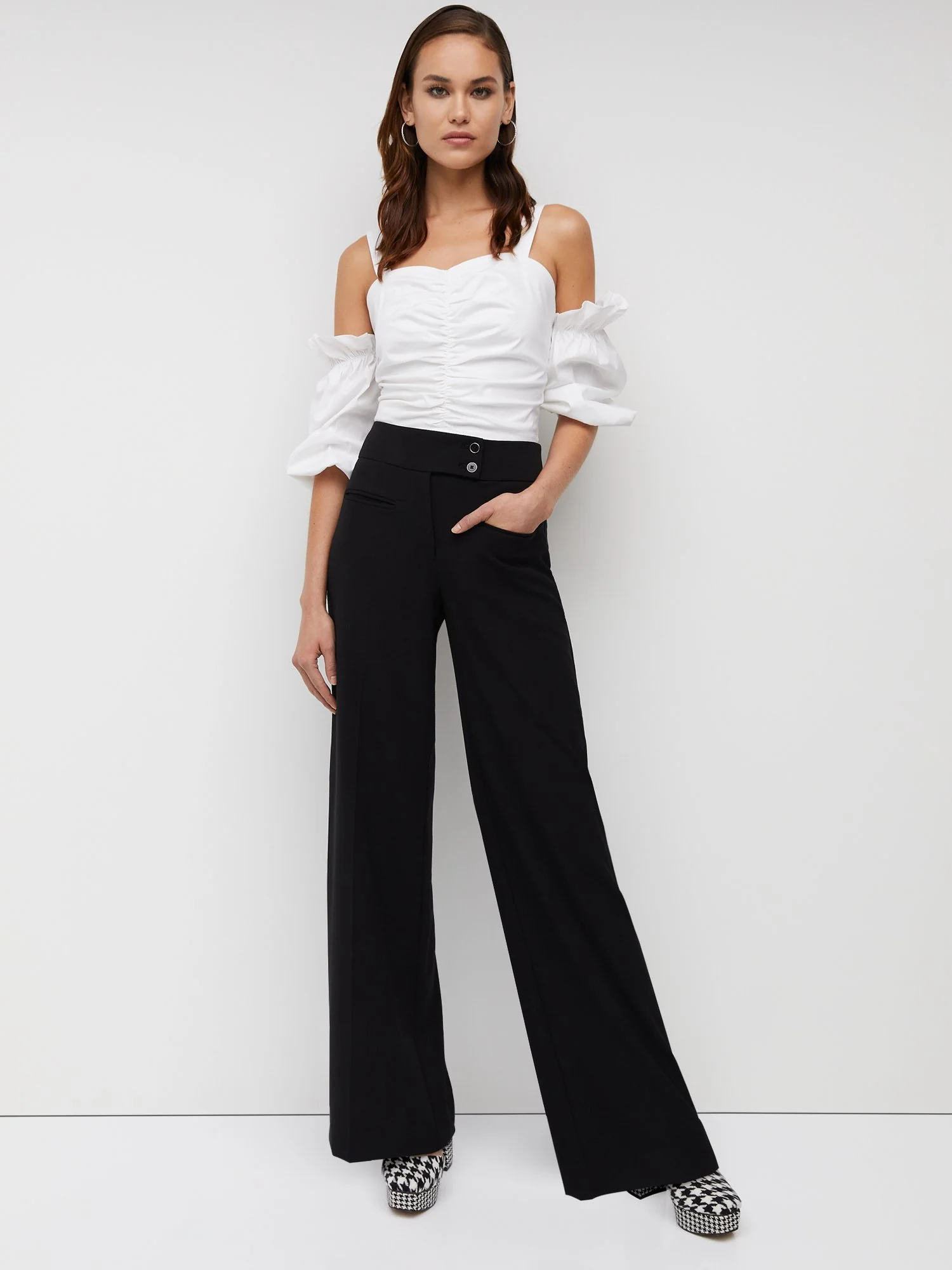 Tall Button Tab-Waist Wide-Leg Pant - Essential Stretch - Image 5