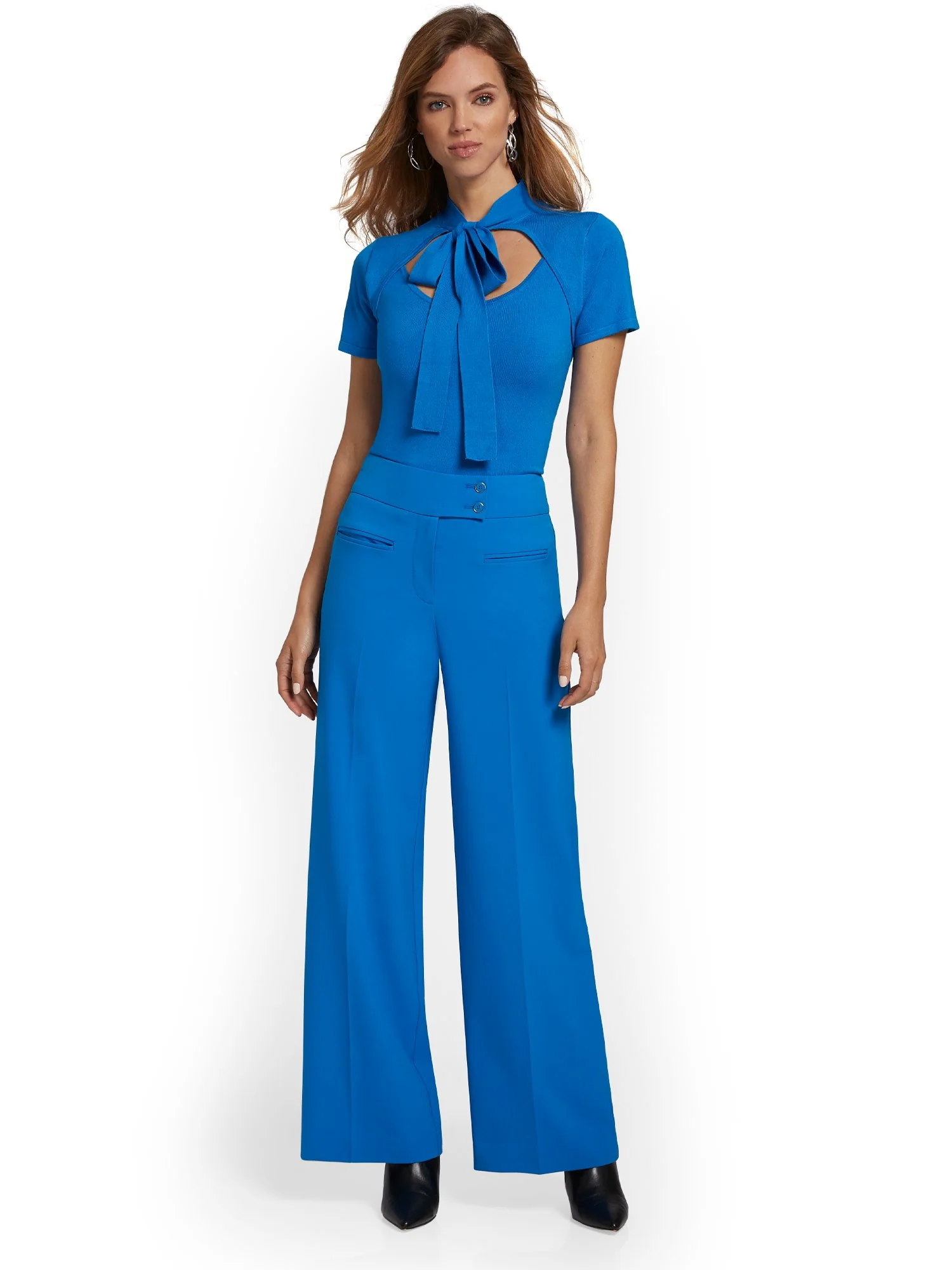 Tall Button Tab-Waist Wide-Leg Pant - Essential Stretch - Image 7