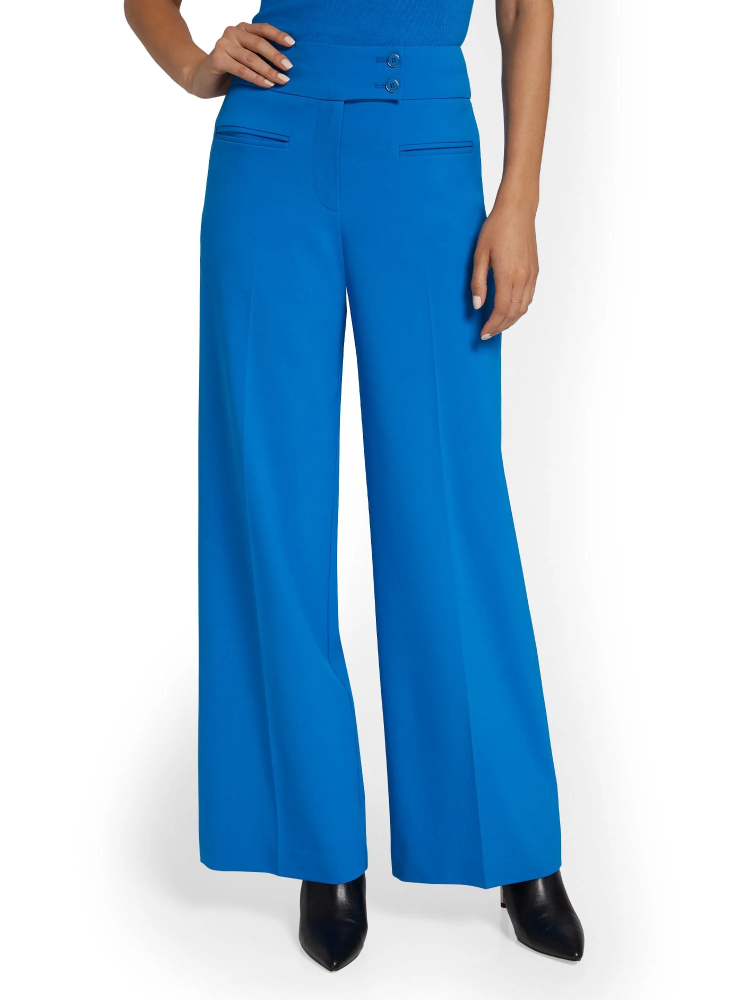 Tall Button Tab-Waist Wide-Leg Pant - Essential Stretch - Image 9