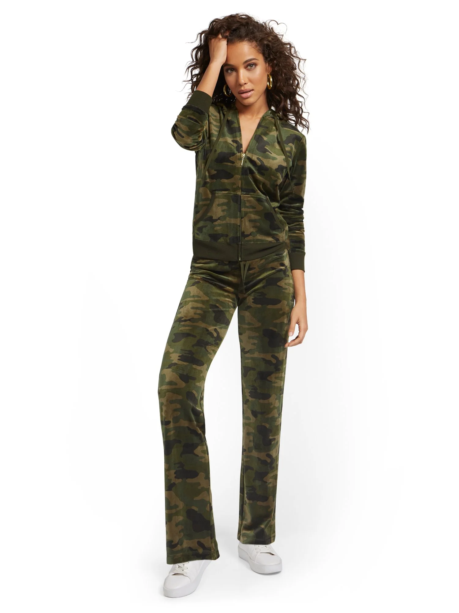 Tall Camo-Print Velour Straight-Leg Pant - Dreamy Velour Collection - Image 3