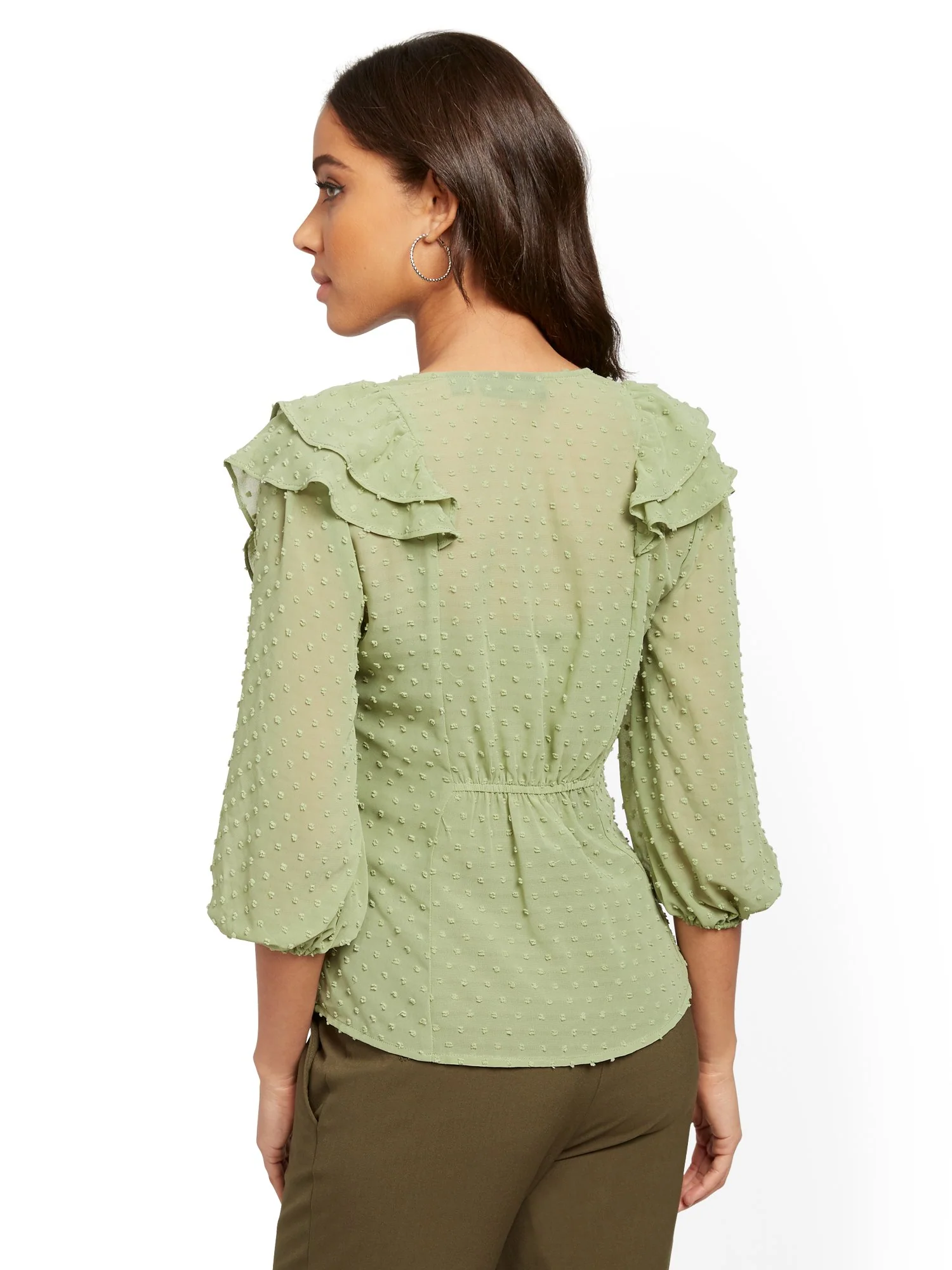 Tall Clip-Dot Ruffle Blouse - Lily & Cali - Image 3