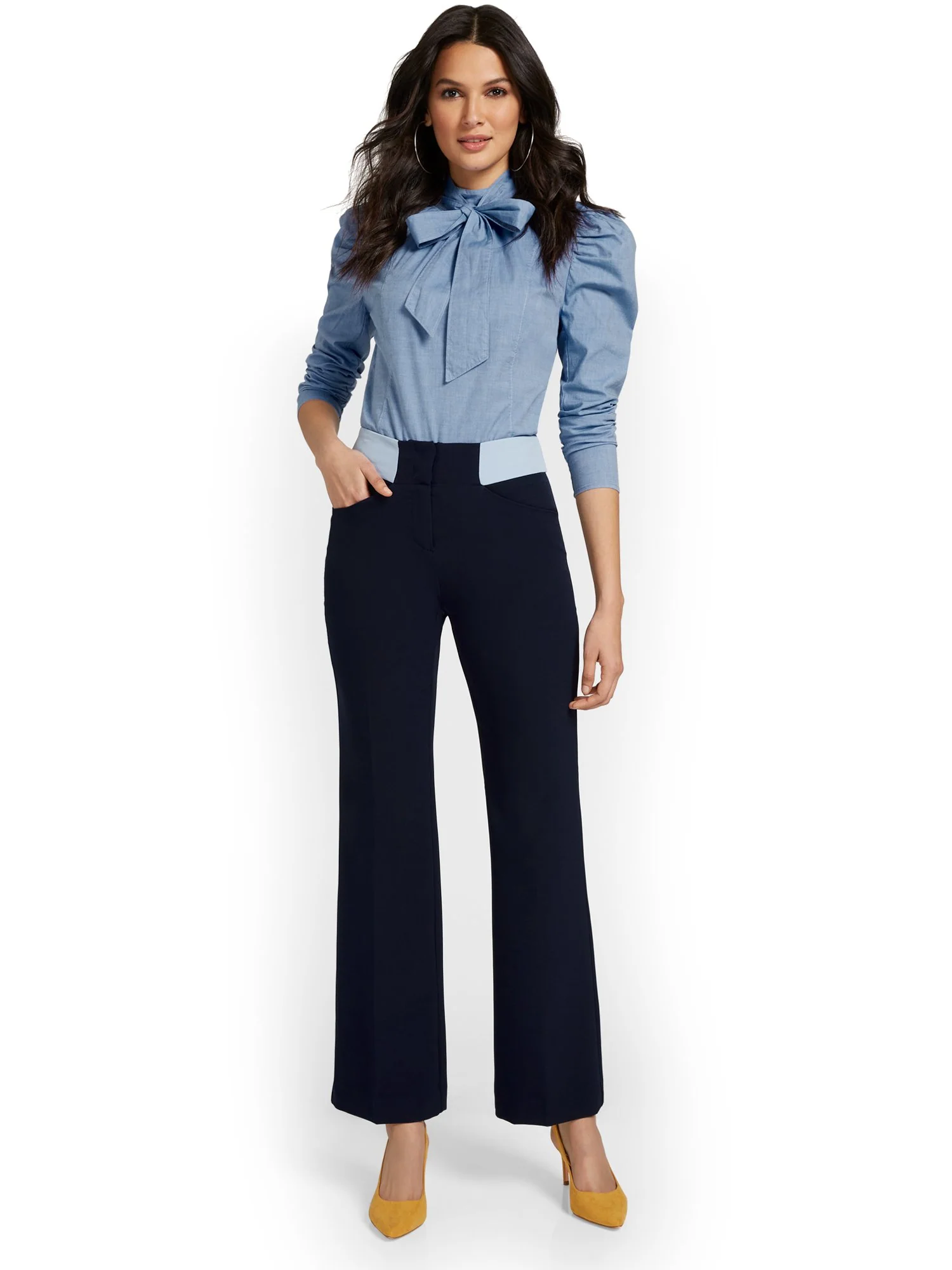 Tall Colorblock-Waist Wide-Leg Pant - Image 4