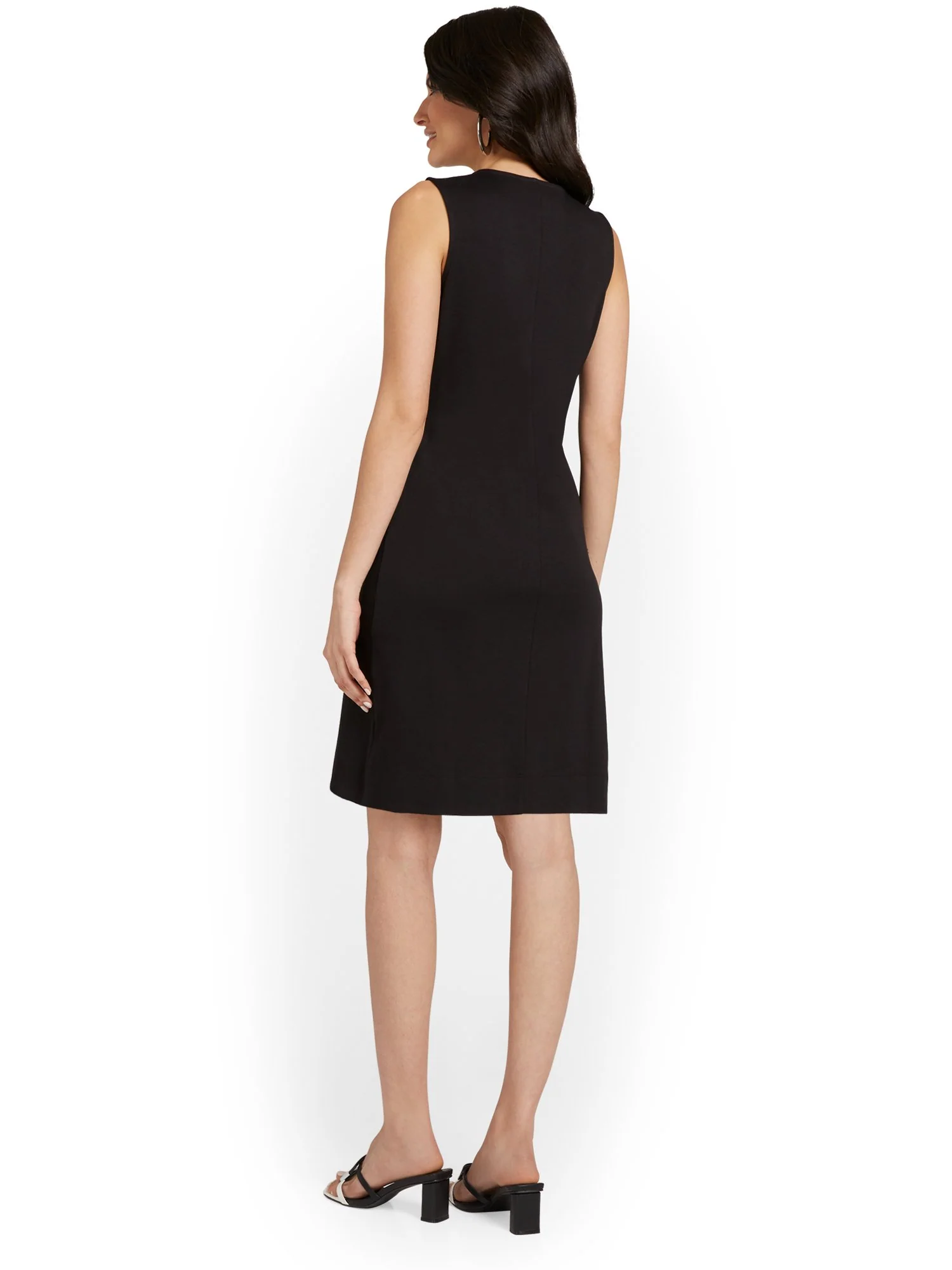 Tall Contrast Split-Neck Shift Dress - City Knits - Image 8