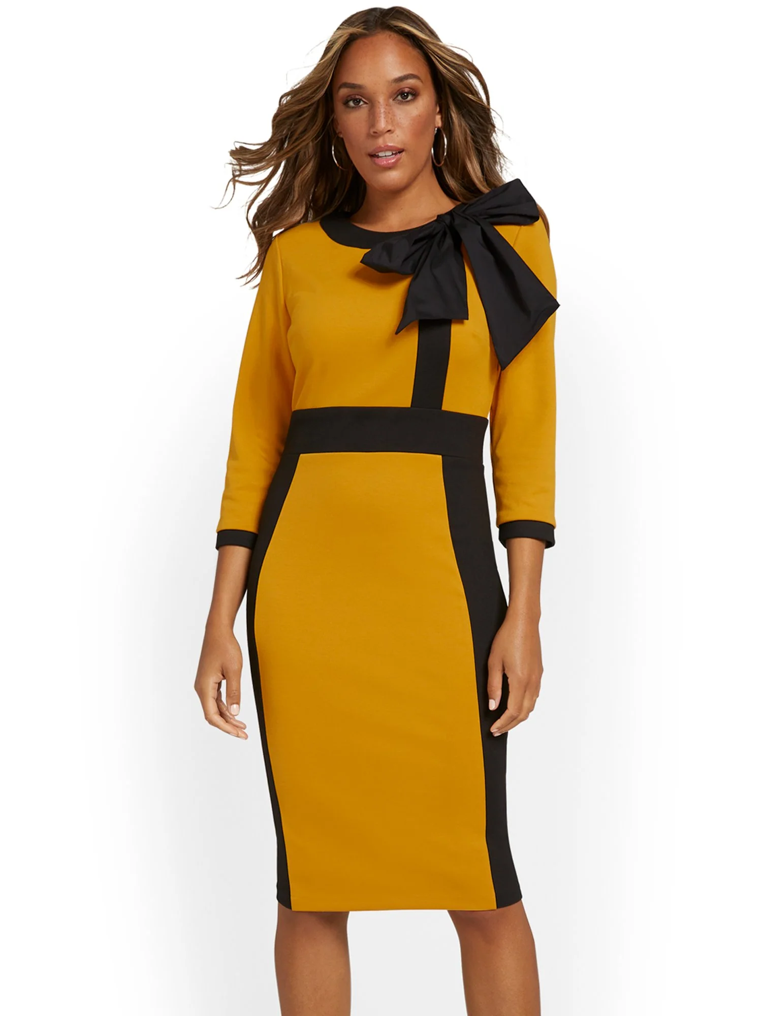 Tall Contrast-Trim Bow-Front Sheath Dress - Superflex - Image 5