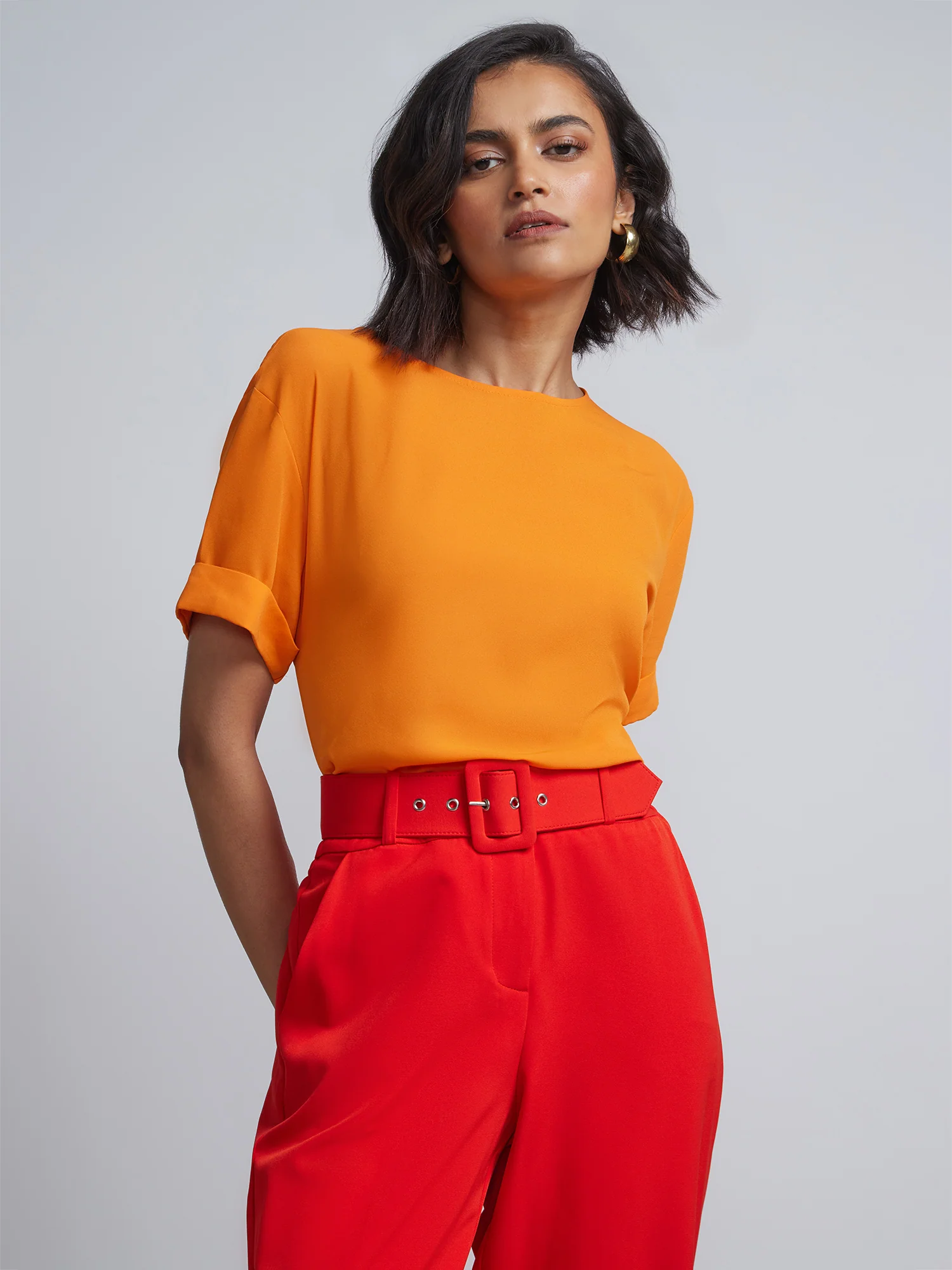 Tall Crewneck Side-Slit Cuffed Tee - Image 13