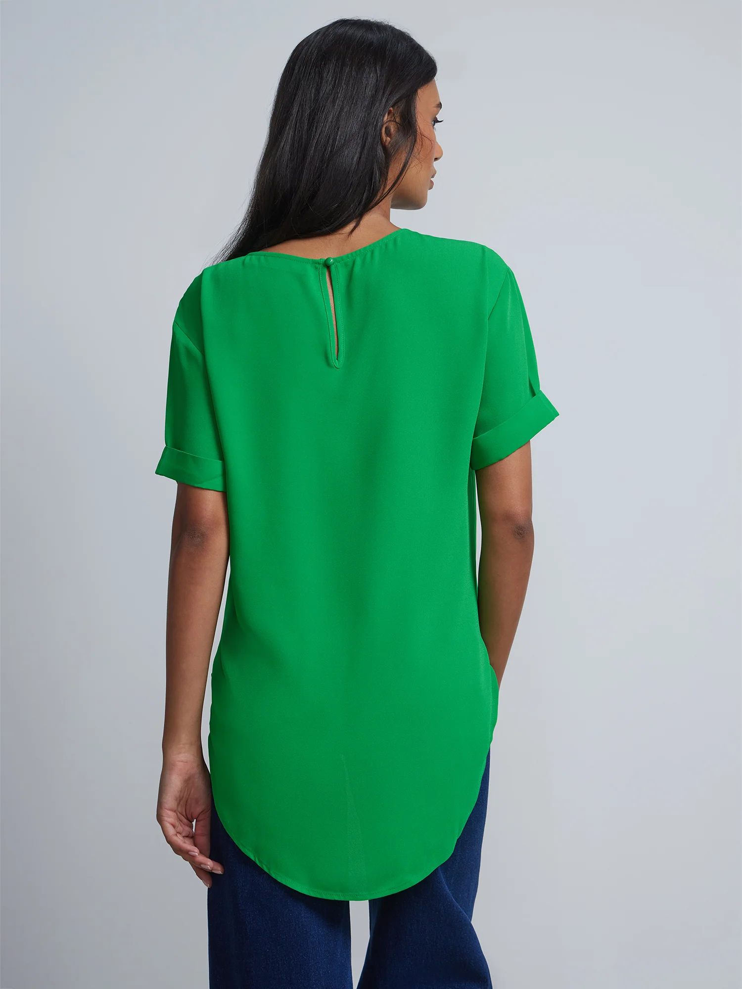 Tall Crewneck Side-Slit Cuffed Tee - Image 19