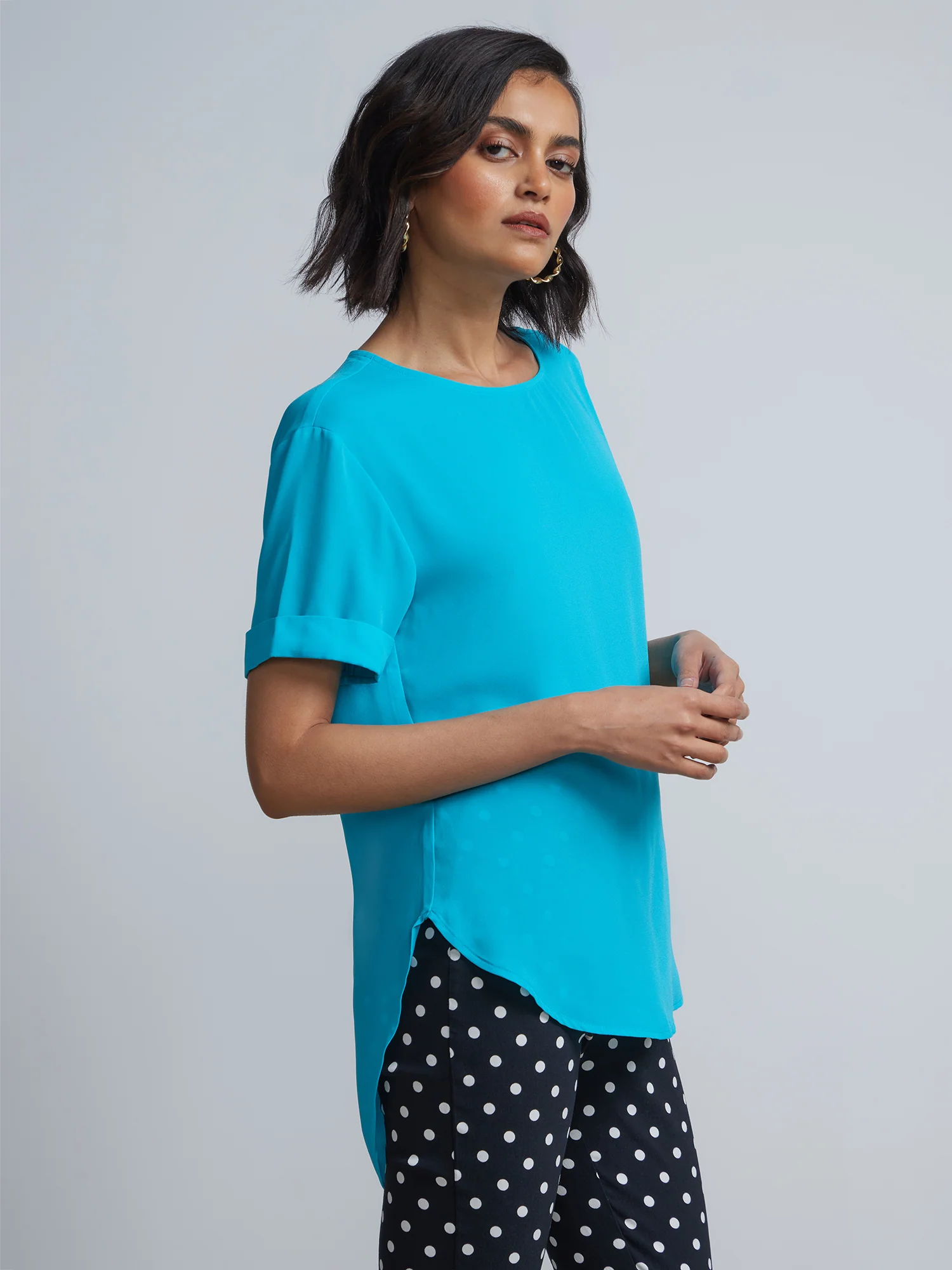 Tall Crewneck Side-Slit Cuffed Tee - Image 30