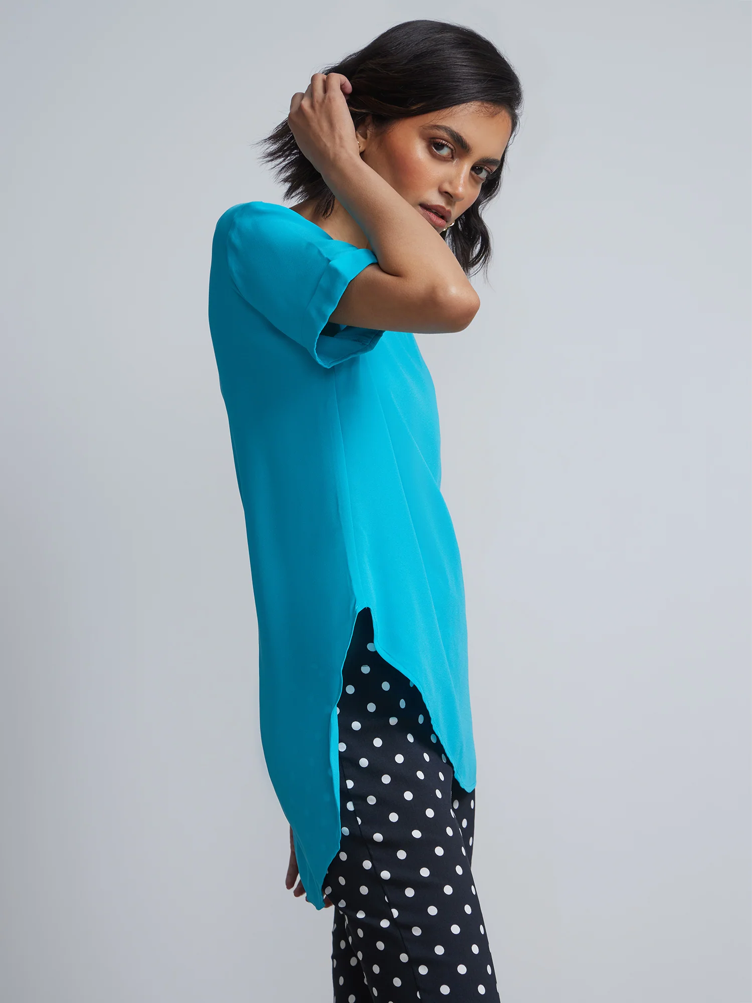 Tall Crewneck Side-Slit Cuffed Tee - Image 31
