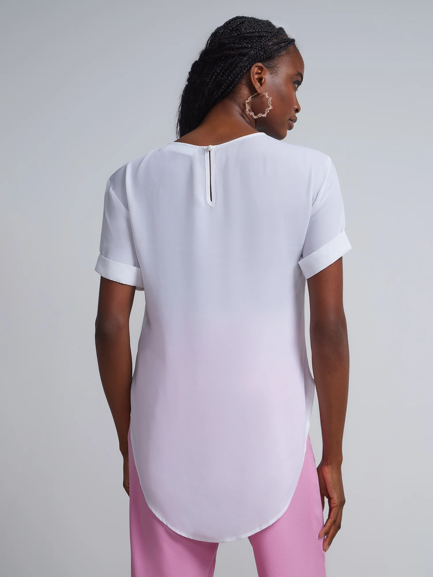 Tall Crewneck Side-Slit Cuffed Tee - Image 7