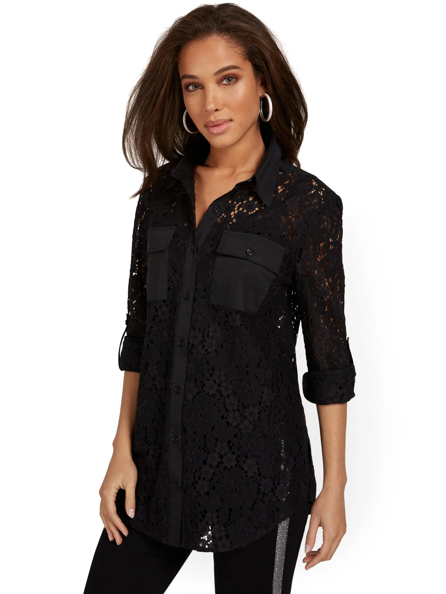 Tall Crochet Lace Tunic Top - Image 2