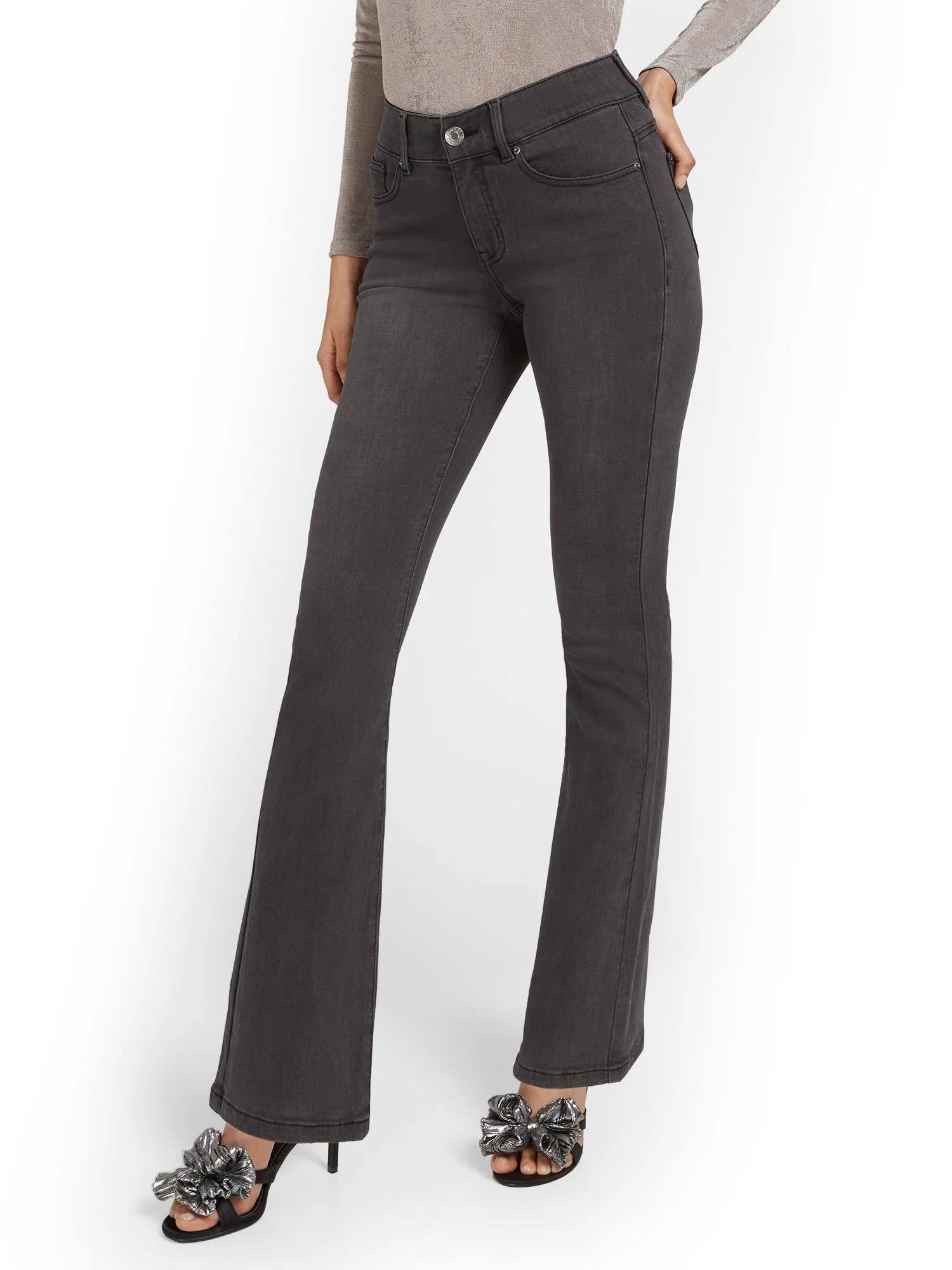Tall Curvy High-Waisted Bootcut Jeans - Grey