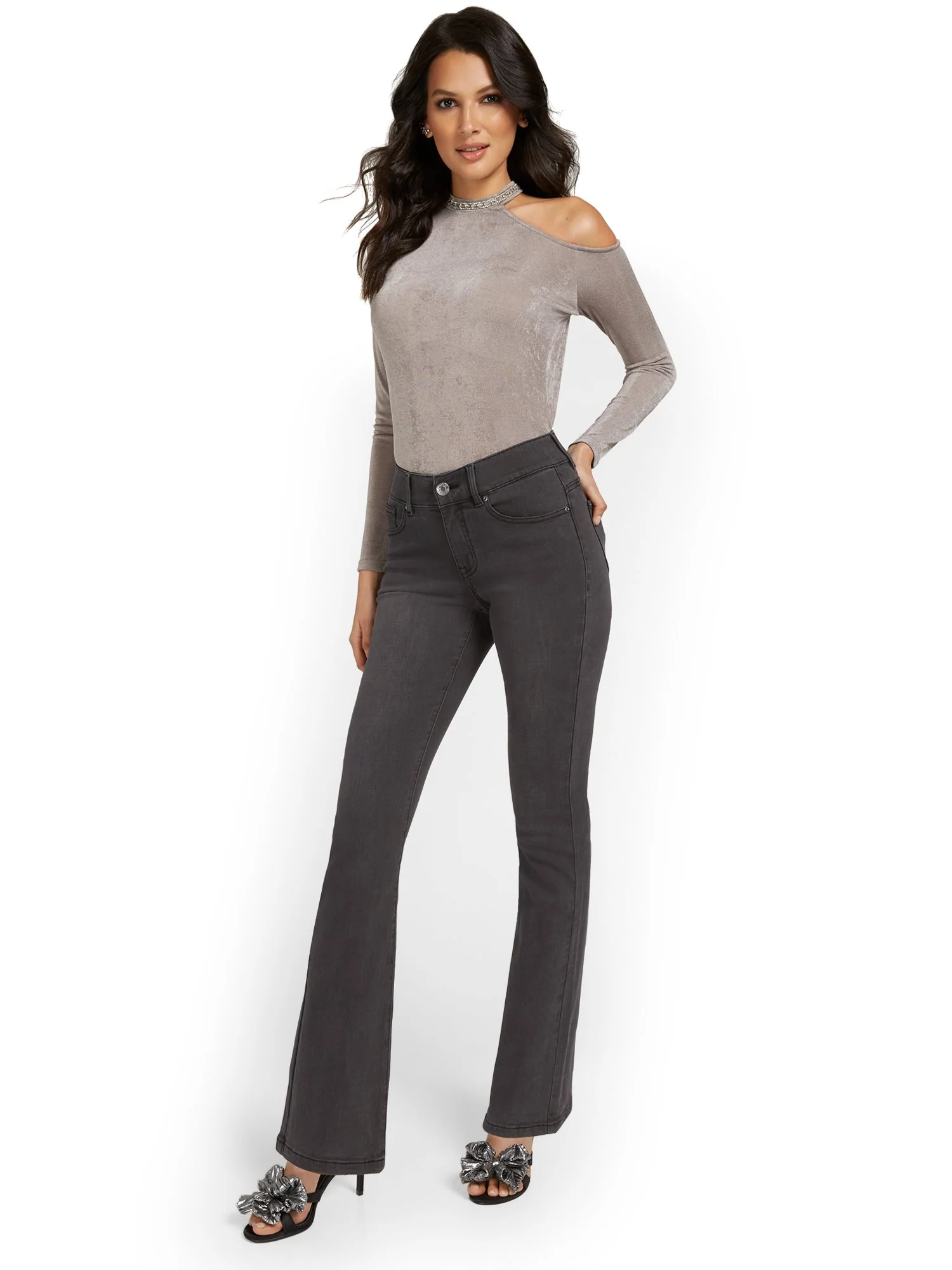 Tall Curvy High-Waisted Bootcut Jeans - Grey - Image 5