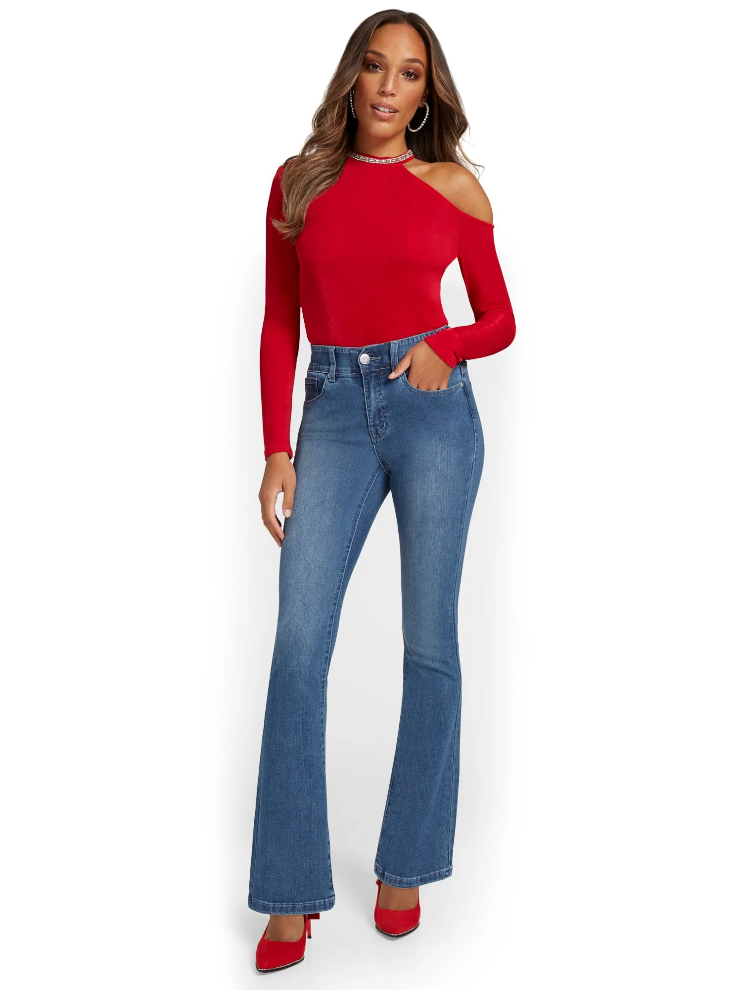 Tall Curvy High-Waisted Bootcut Jeans - Light Wash - Image 5