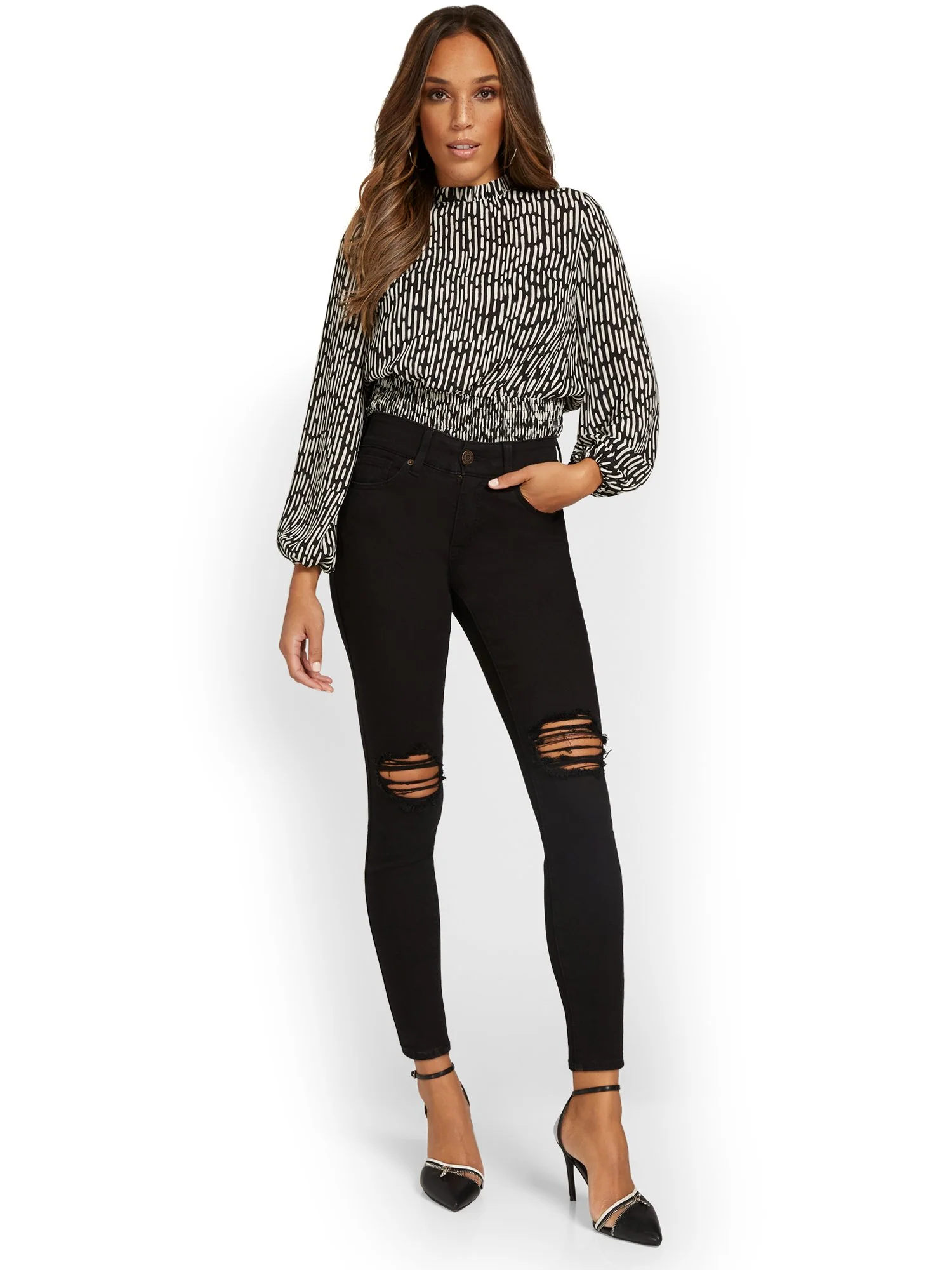 Tall Curvy High-Waisted Super-Skinny Ankle Jeans - Black - Image 5