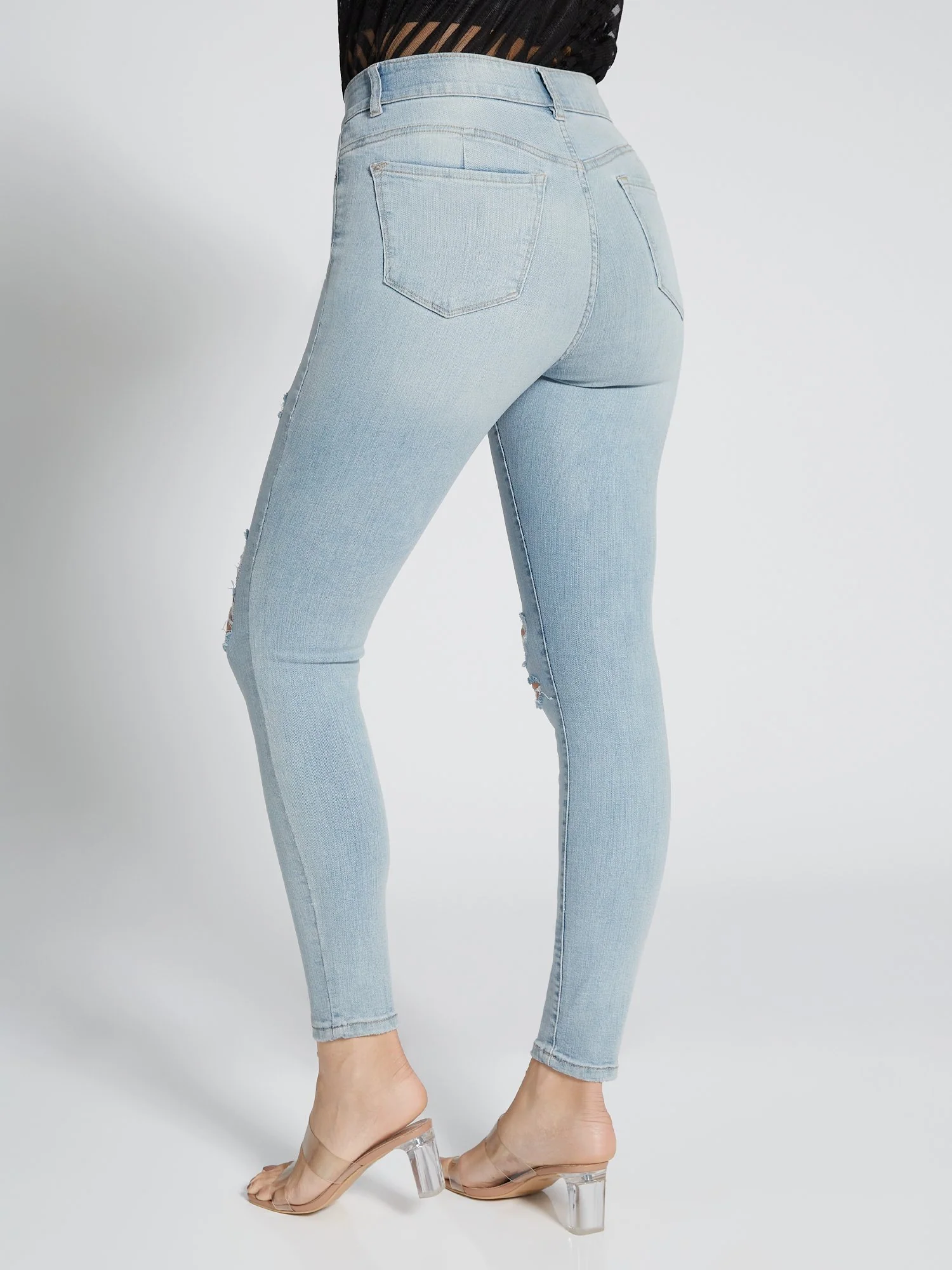 Tall Curvy High-Waisted Super-Skinny Jeans - Light Wash - Image 3