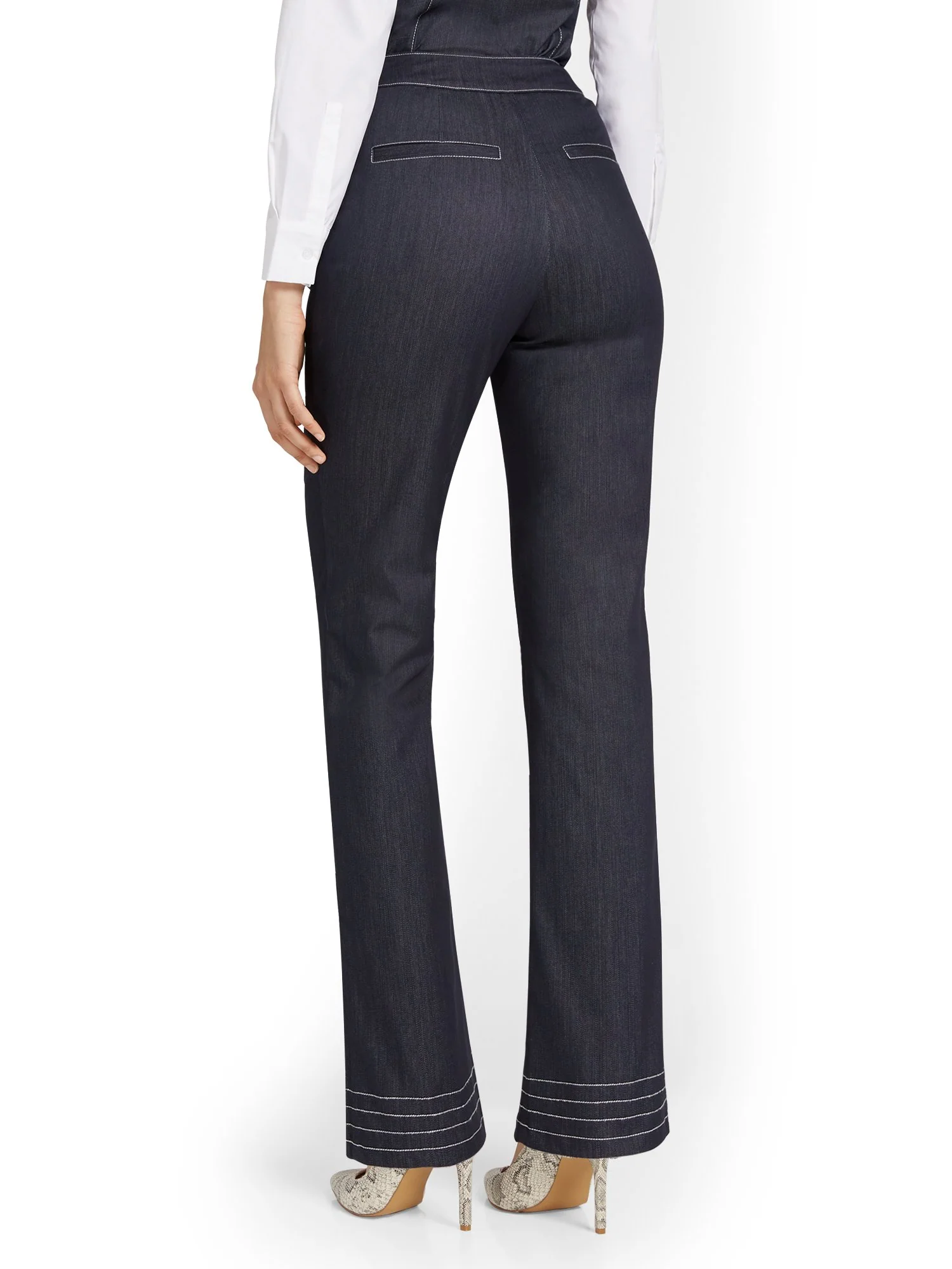 Tall Denim Topstitch Straight-Leg Pant - Image 3