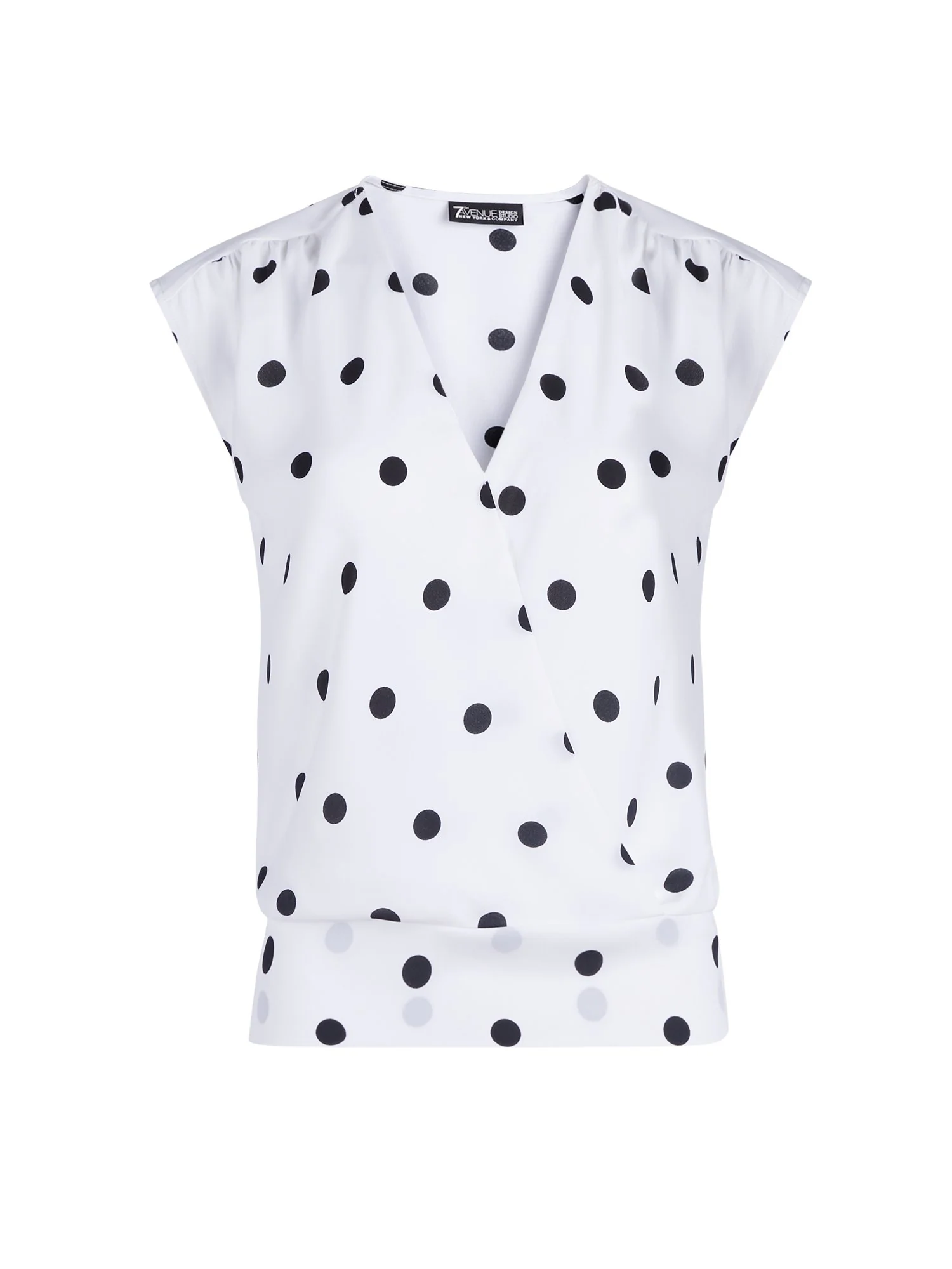 Tall Dot-Print Smocked Wrap Blouse - Image 2