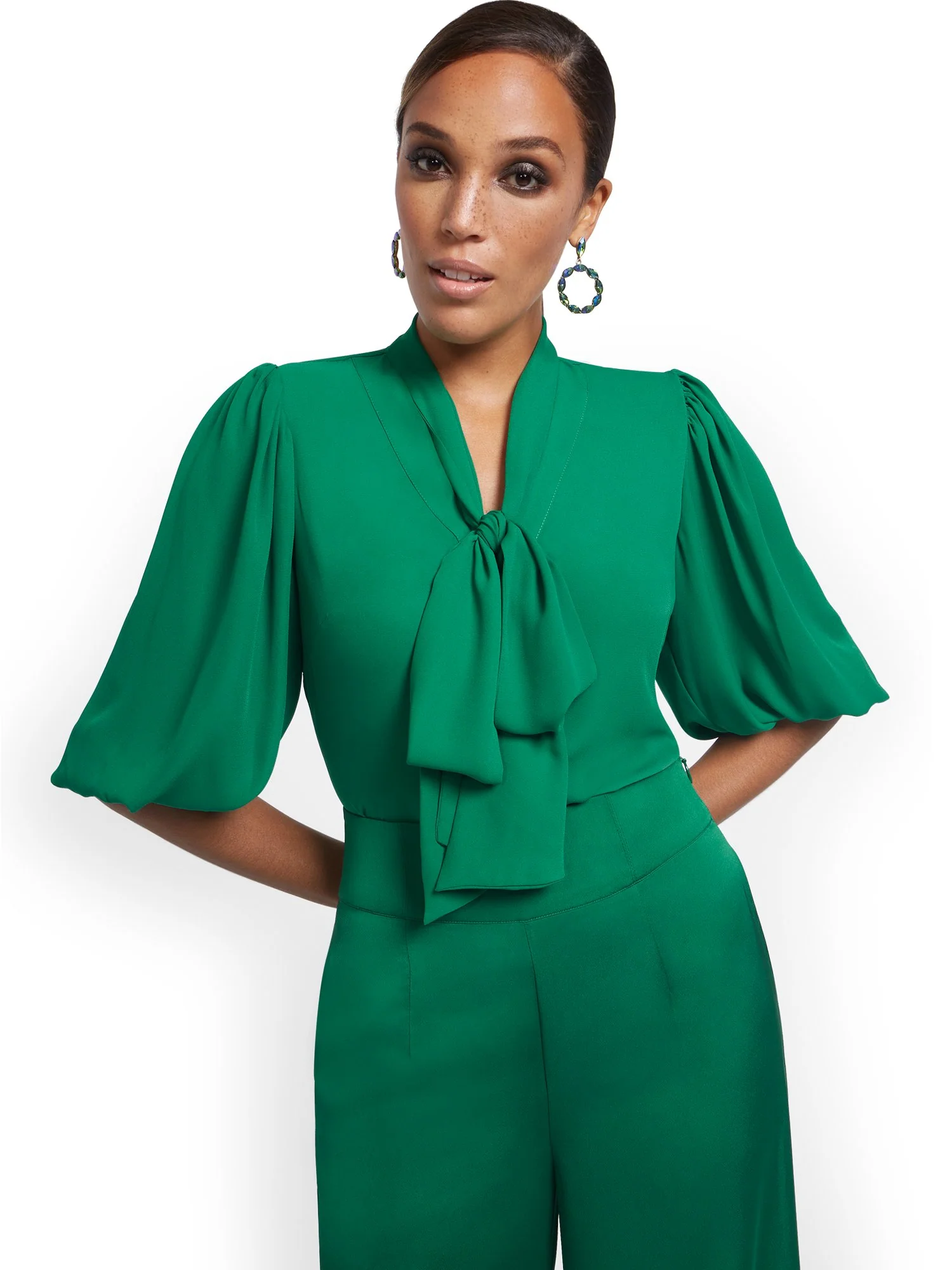 Tall Essential V-Neck Bow Blouse - Image 9