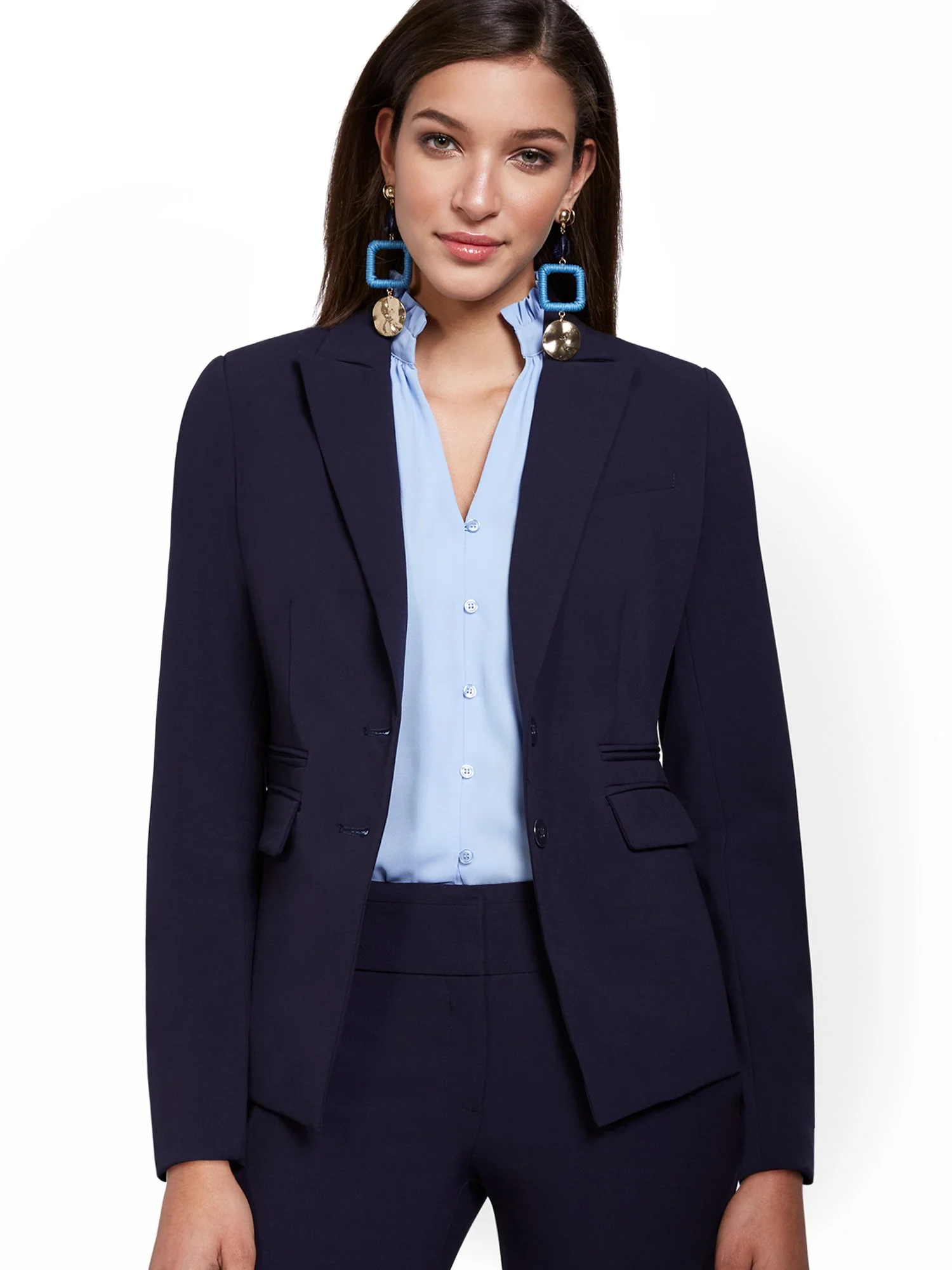 Tall Faux-Pocket Button-Front Blazer - Essential Stretch - Image 16