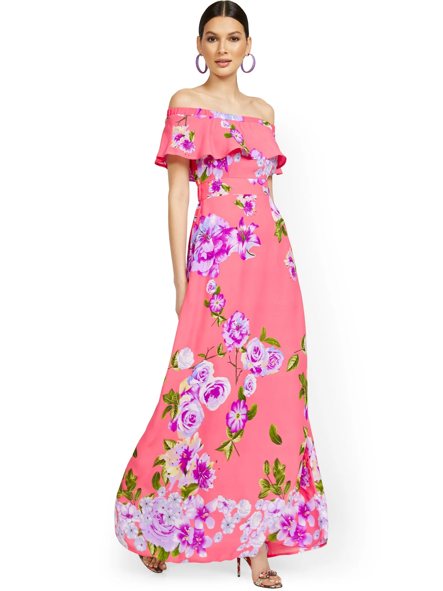 Tall Floral-Print Off-the-Shoulder Ruffle-Top Maxi Dress - Image 6