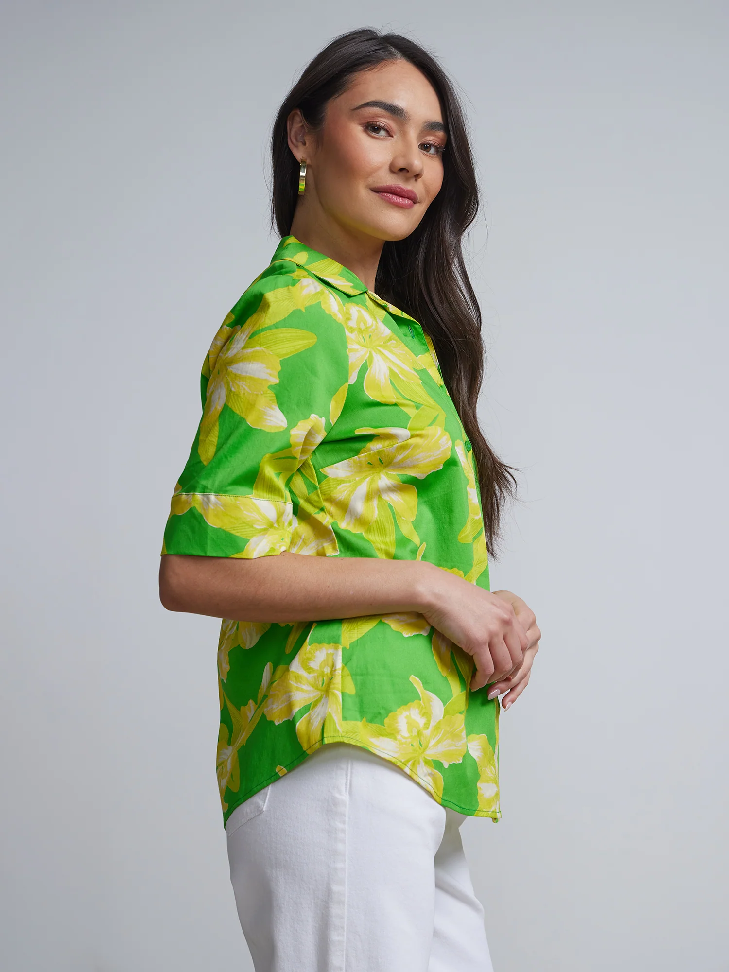 Tall Bold Floral Short-Sleeve Button-Front - NY&C Madison Shirt® - Image 2
