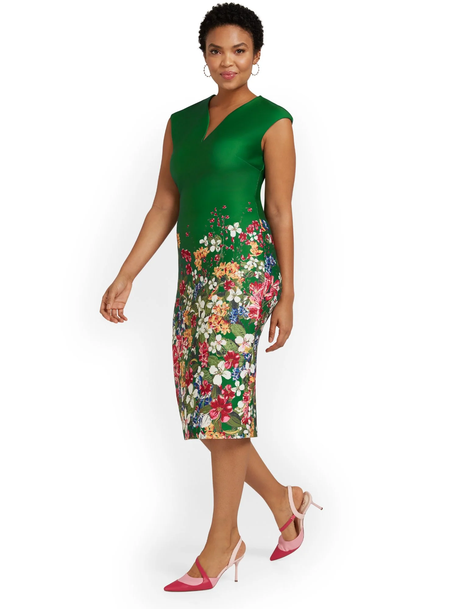 Tall Floral-Print V-Neck Sheath Dress - Image 5