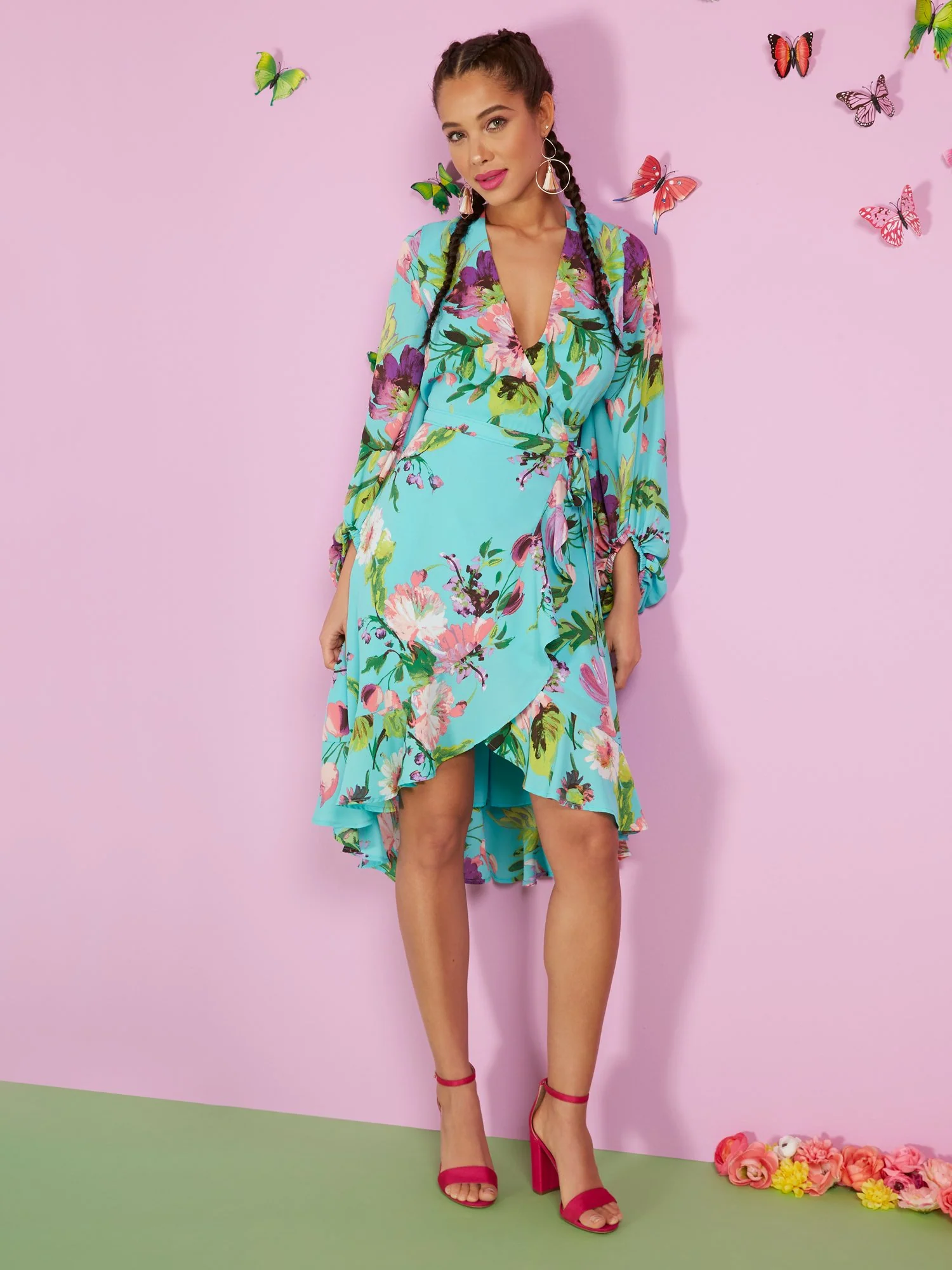 Tall Floral-Print Wrap Dress - Image 7